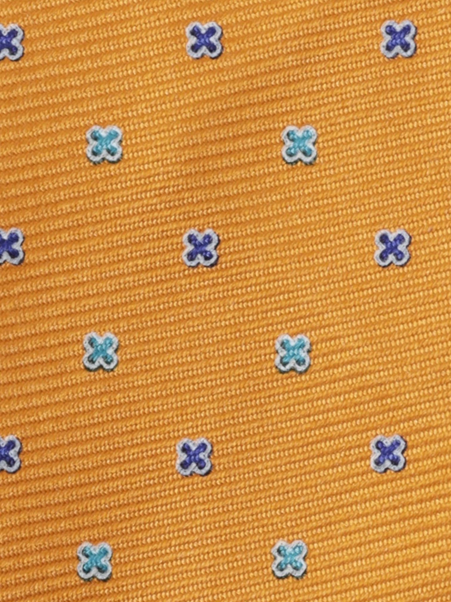 Kiton 5-Fold Orange & Blue Silk Geometric-Pattern Untipped & Handrolled Tie