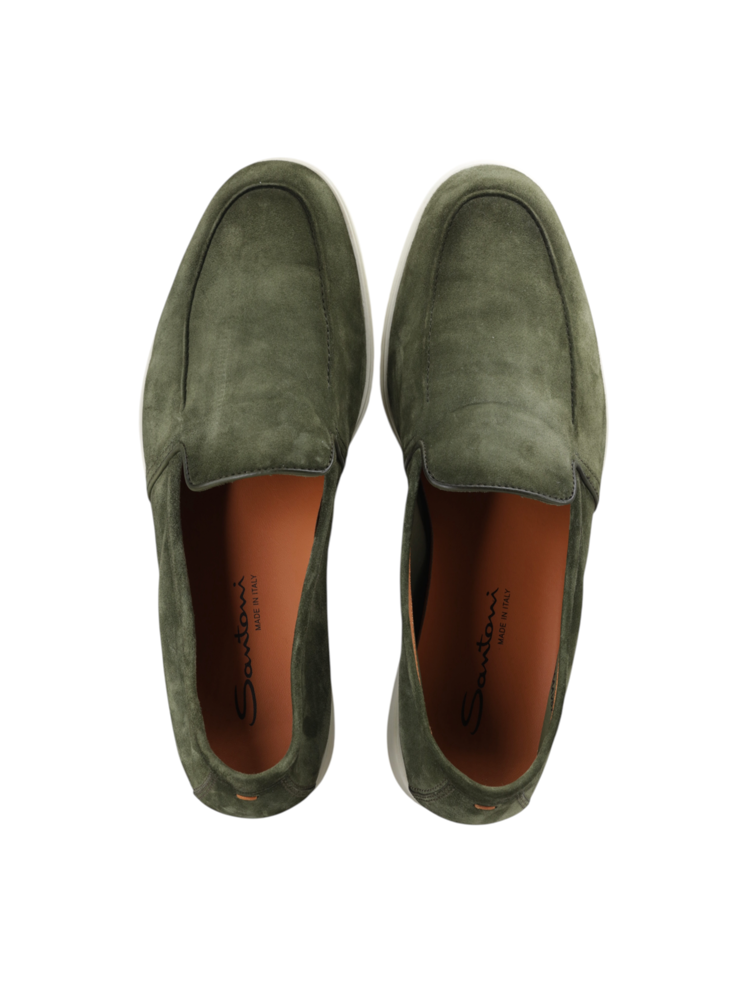 Santoni Olive Green Suede Malibu Loafer