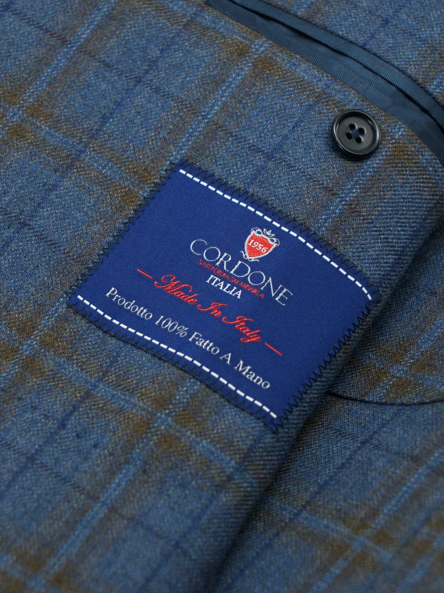Cordone Steel Blue & Brown Pure-Wool Overcheck Jacket