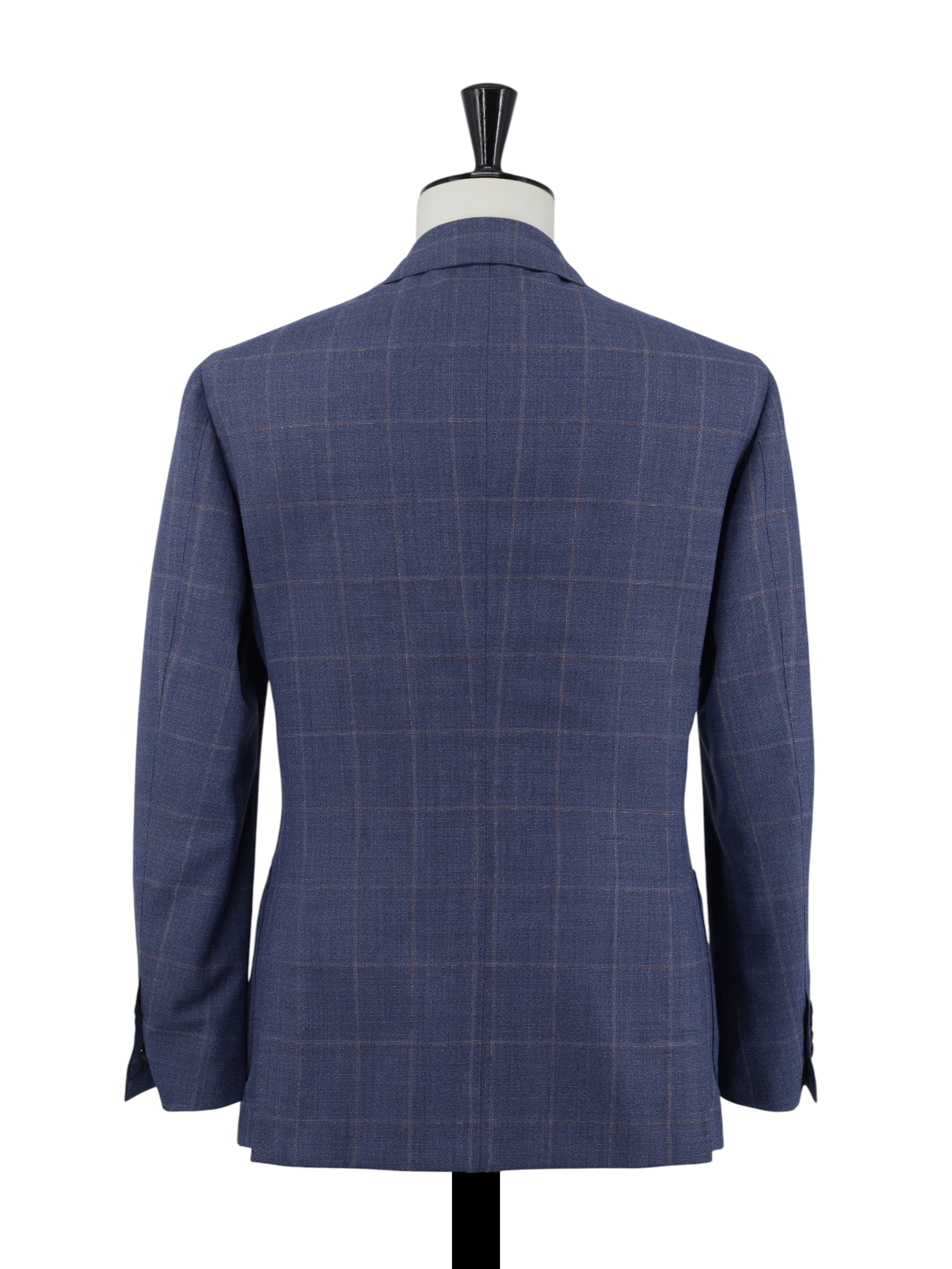 Ring Jacket Blue & Red Wool Basket-Weave "Meister" Windowpane Jacket
