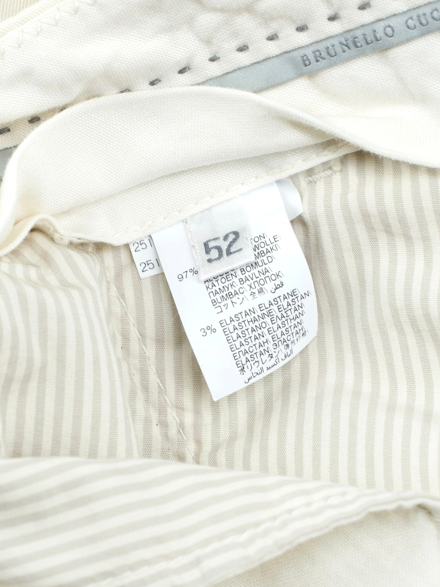 Brunello Cucinelli Ecru Cotton-Stretch Twill Chino