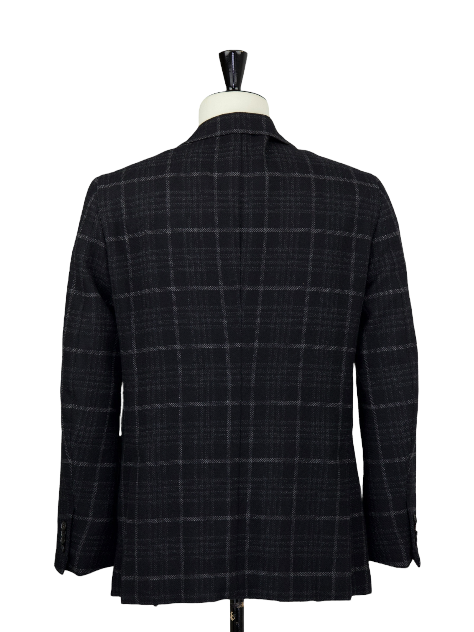 Isaia Black Plushy Wool & Cashmere Overcheck Jacket