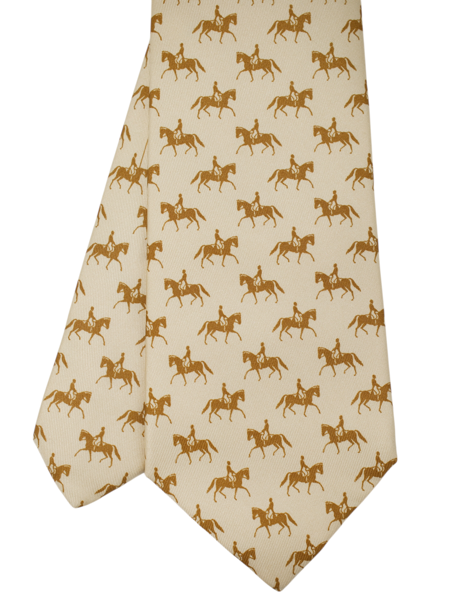 Hermès x ING Private-Banking Light Brown Silk Jockey-Pattern Tie