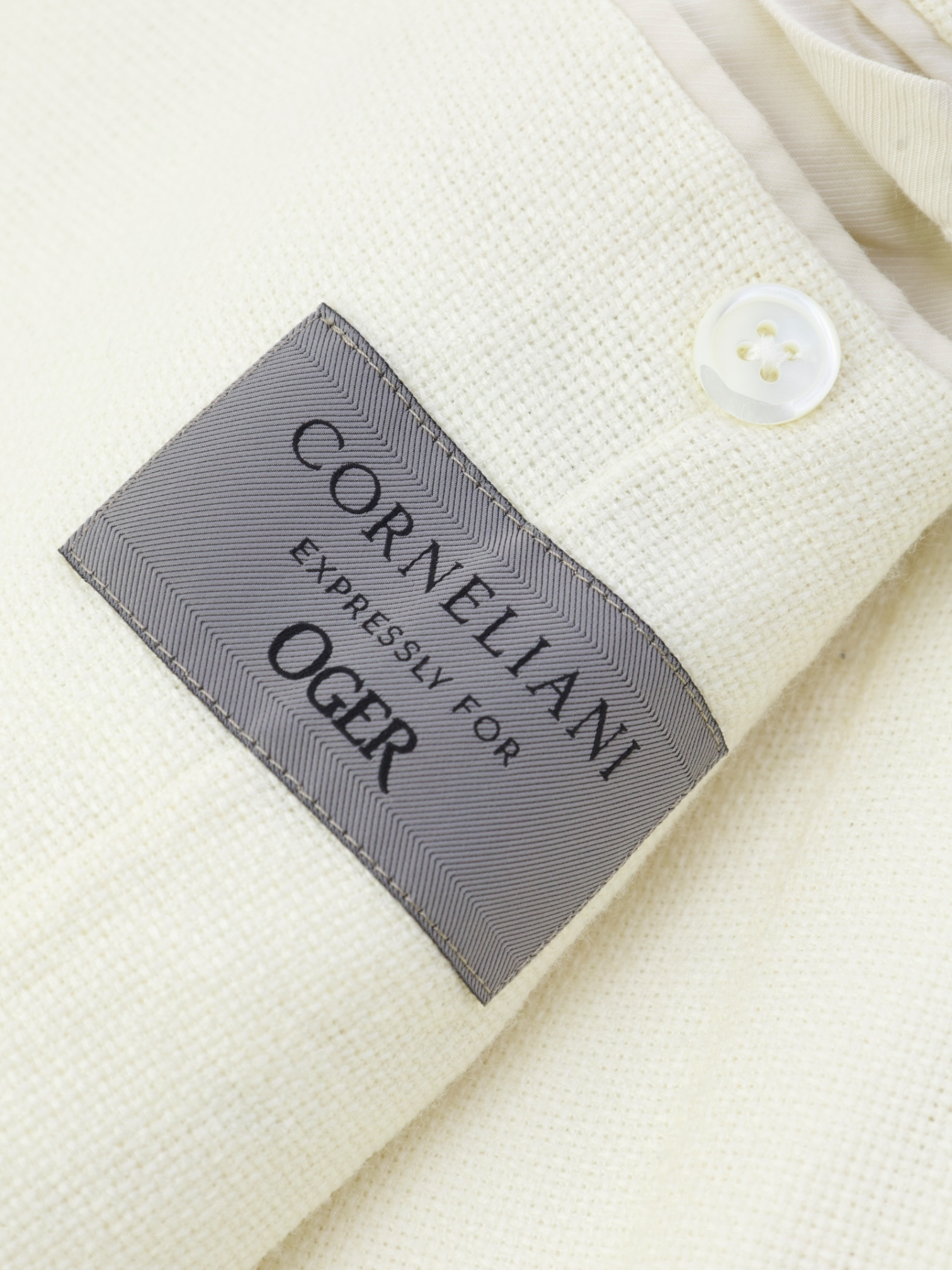 Corneliani Offwhite Wool, Silk & Linen Hopsack Jacket