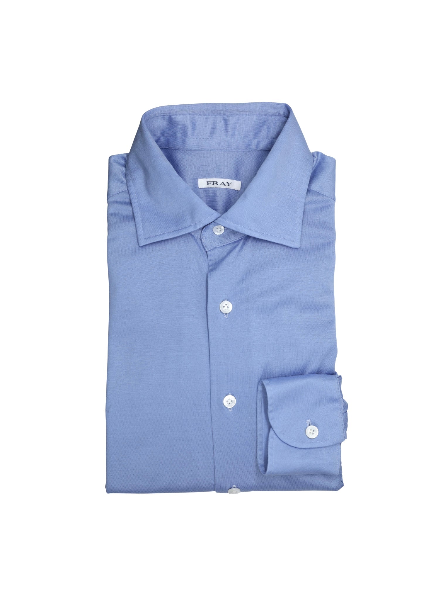 Fray Sky Blue Cotton Jersey-Knitted "Gabriel" Shirt