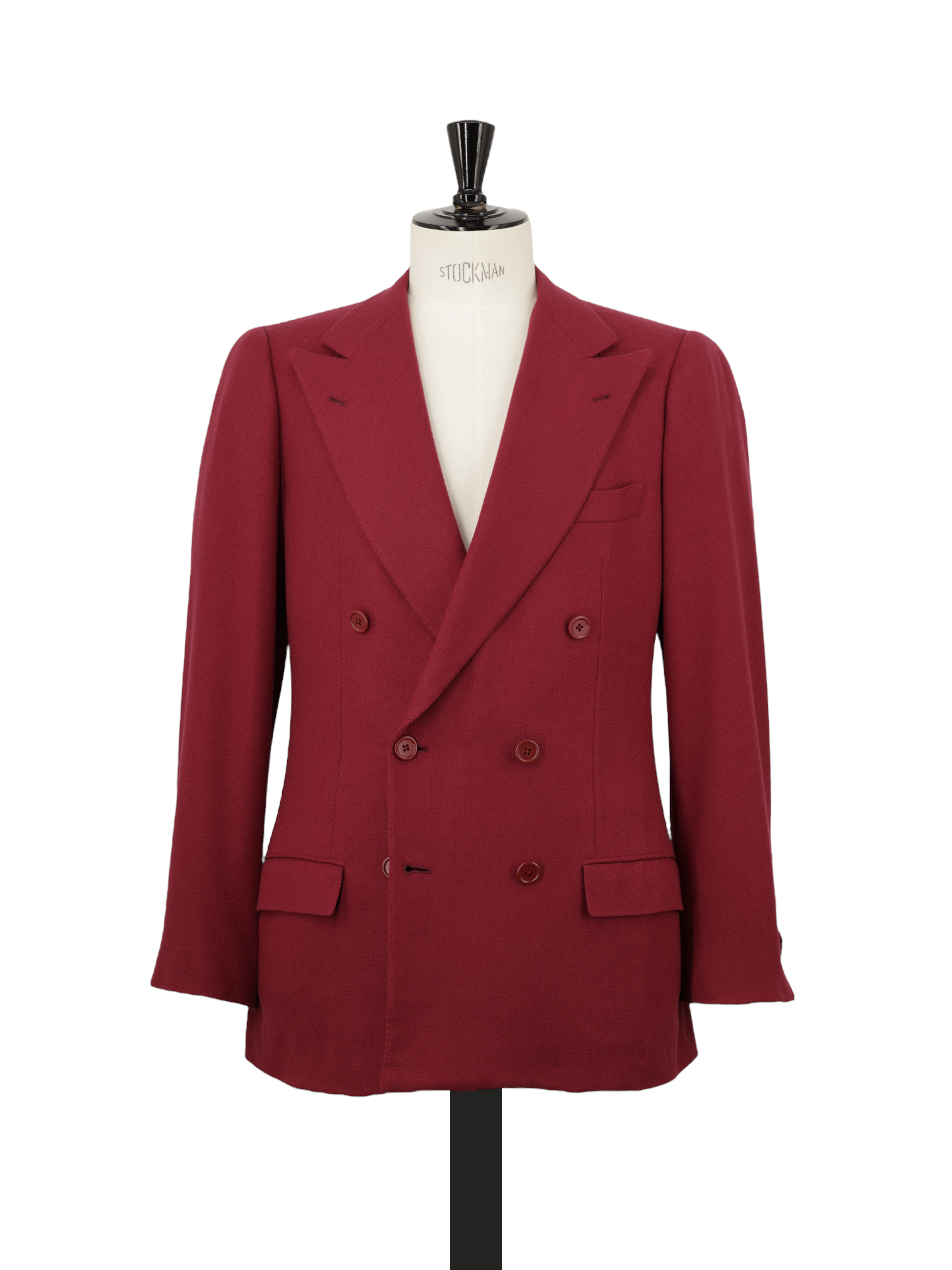 Kiton Cherry Red Pure-Cashmere Double Breasted Micro-Structure Jacket