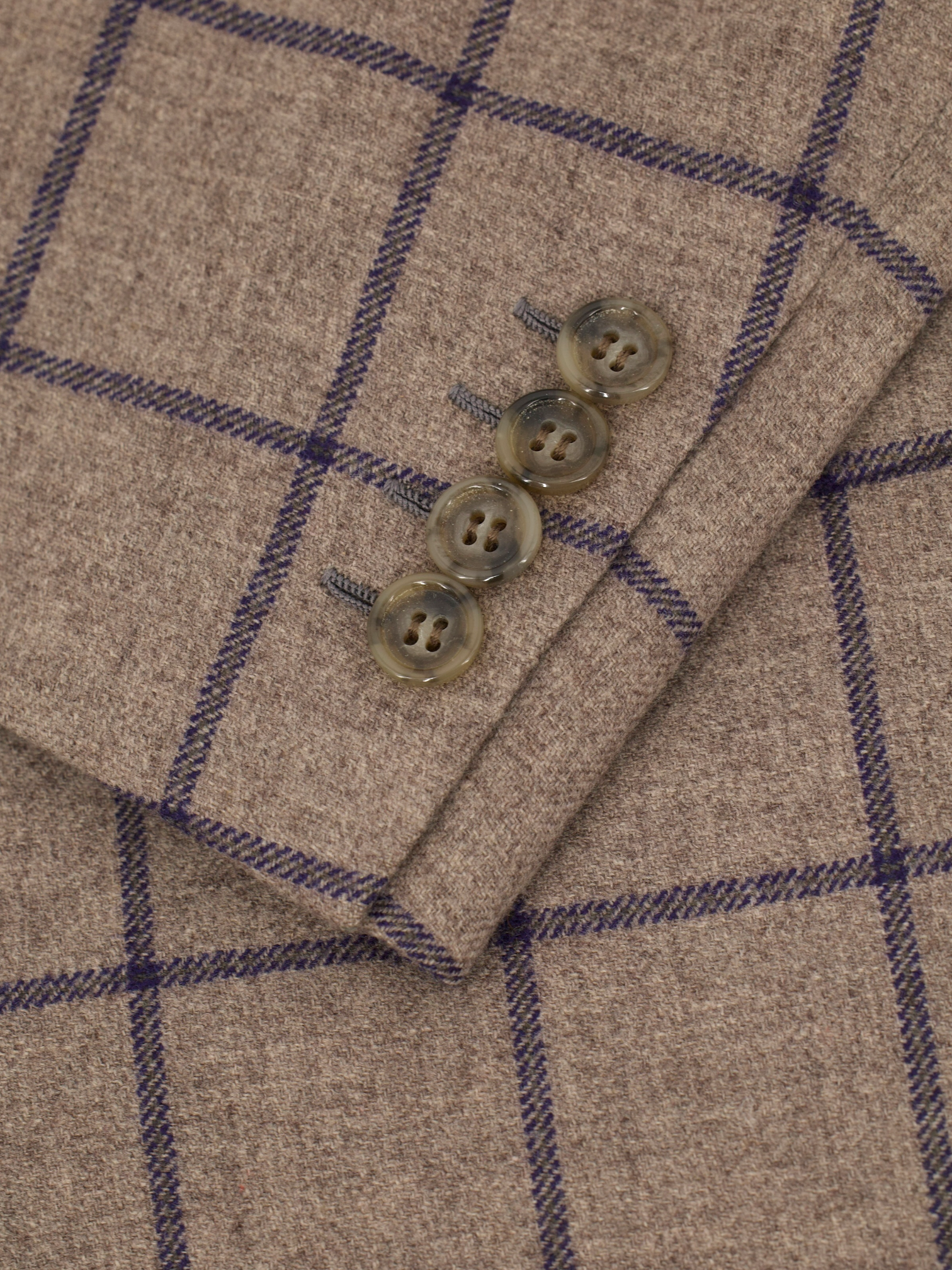 Brioni Taupe & Navy Wool, Silk & Cashmere Windowpane Brunico Jacket