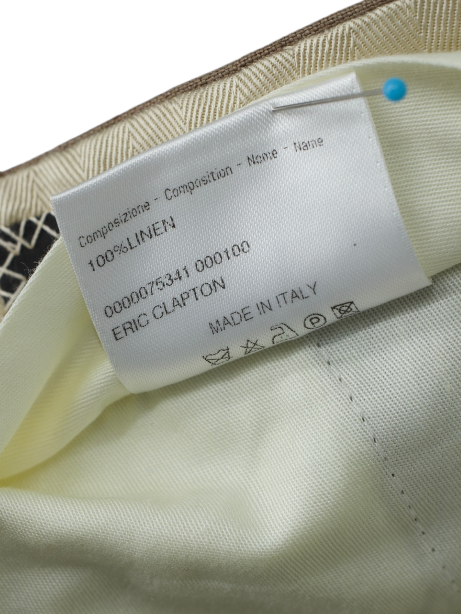 Brioni Light Brown Pure Linen "Eric Clapton" Pleated Trousers