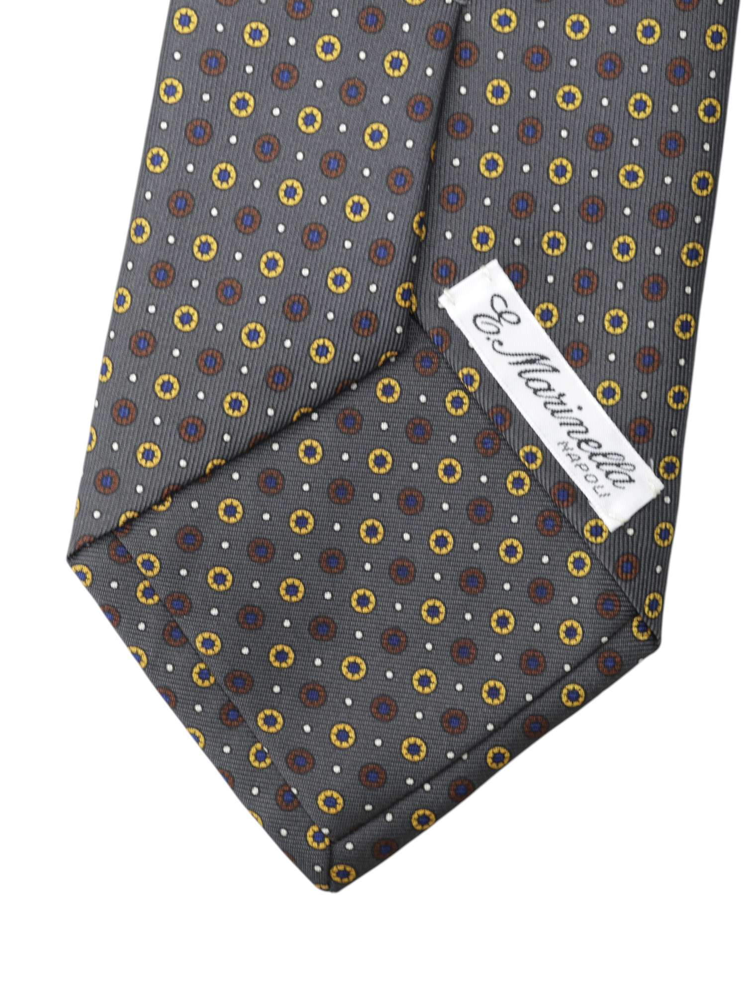 E.Marinella Warm Taupe & Orange Silk Multi-Dot Pattern Tie