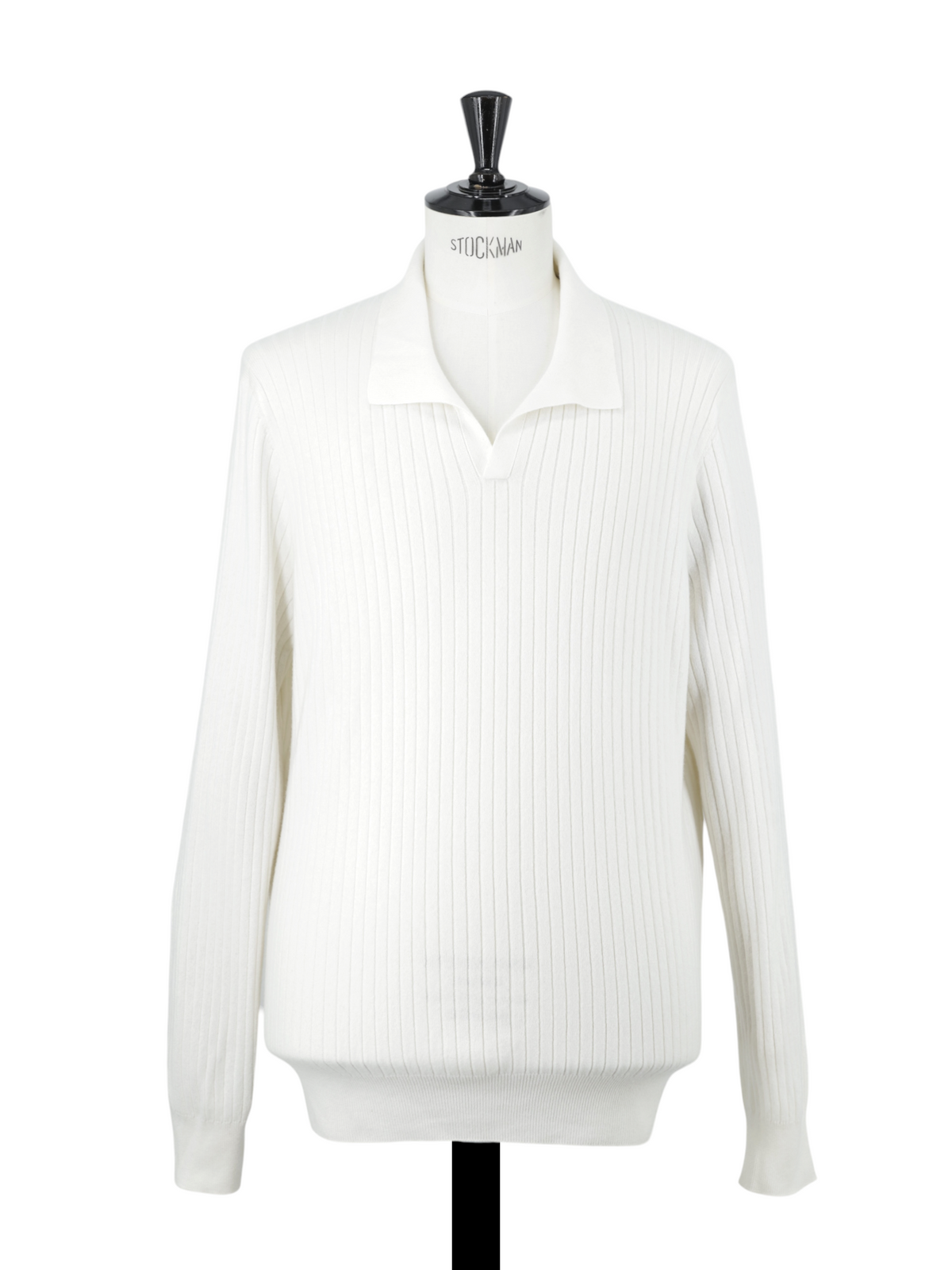 Loro Piana White Baby-Cashmere Buttonless Long-Sleeve Lexington Polo