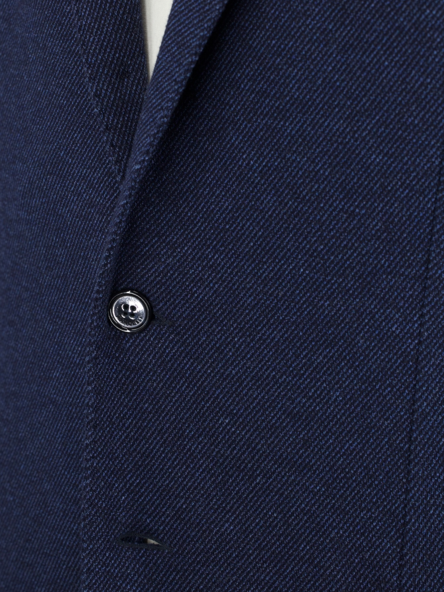 Mandelli Blue Wool & Cotton "Cotton-Way" Knitted Twill Jacket