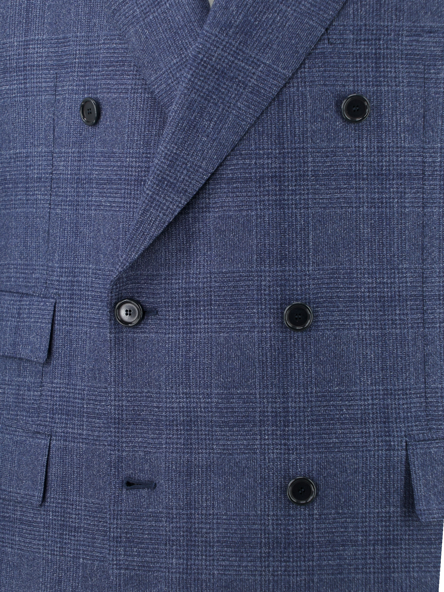 Cesare Attolini Blue Wool Double-Breasted Prince of Wales Suit