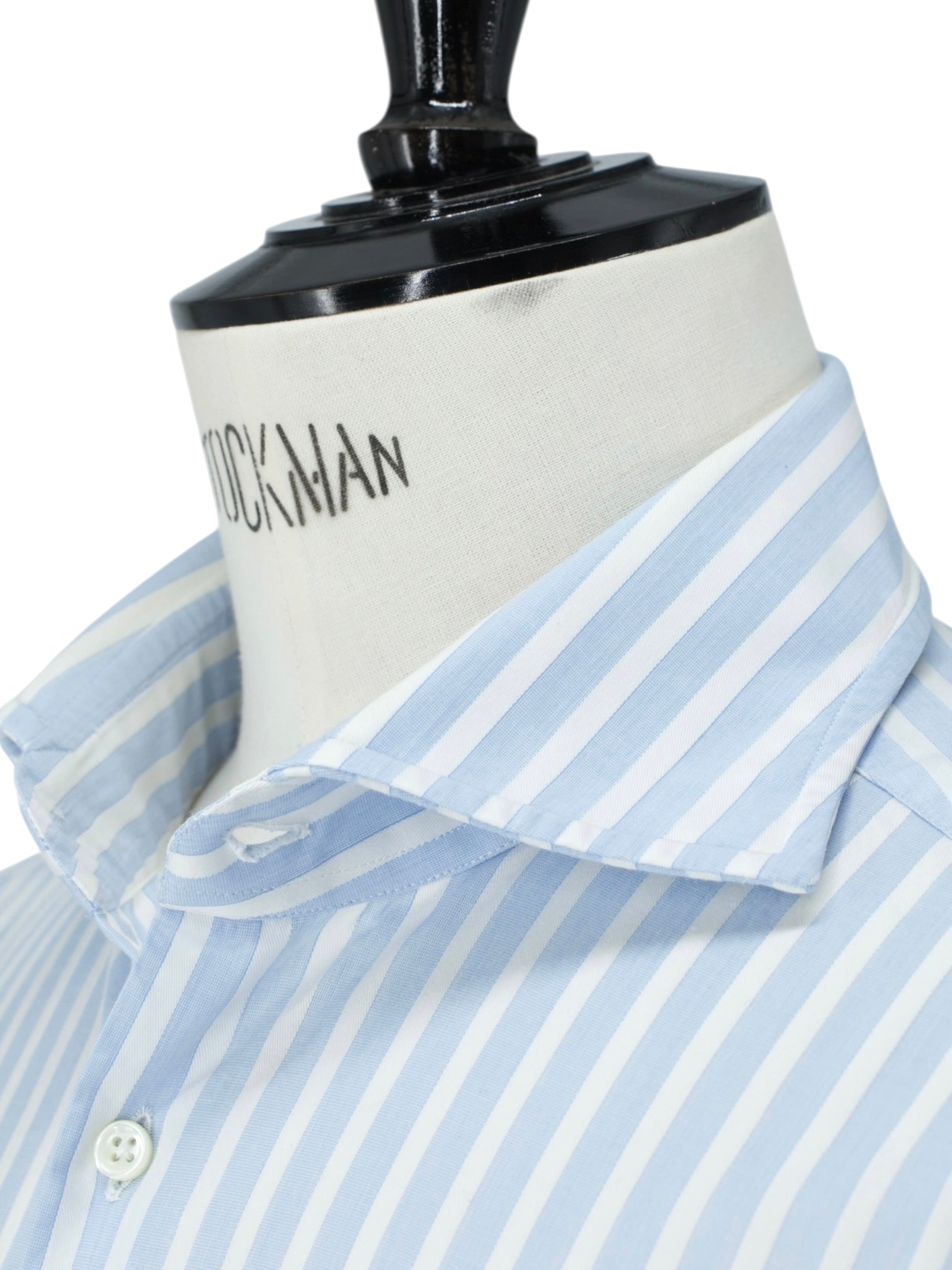 Emanuele Maffeis White & Light Blue Cotton Bengal-Stripe Shirt