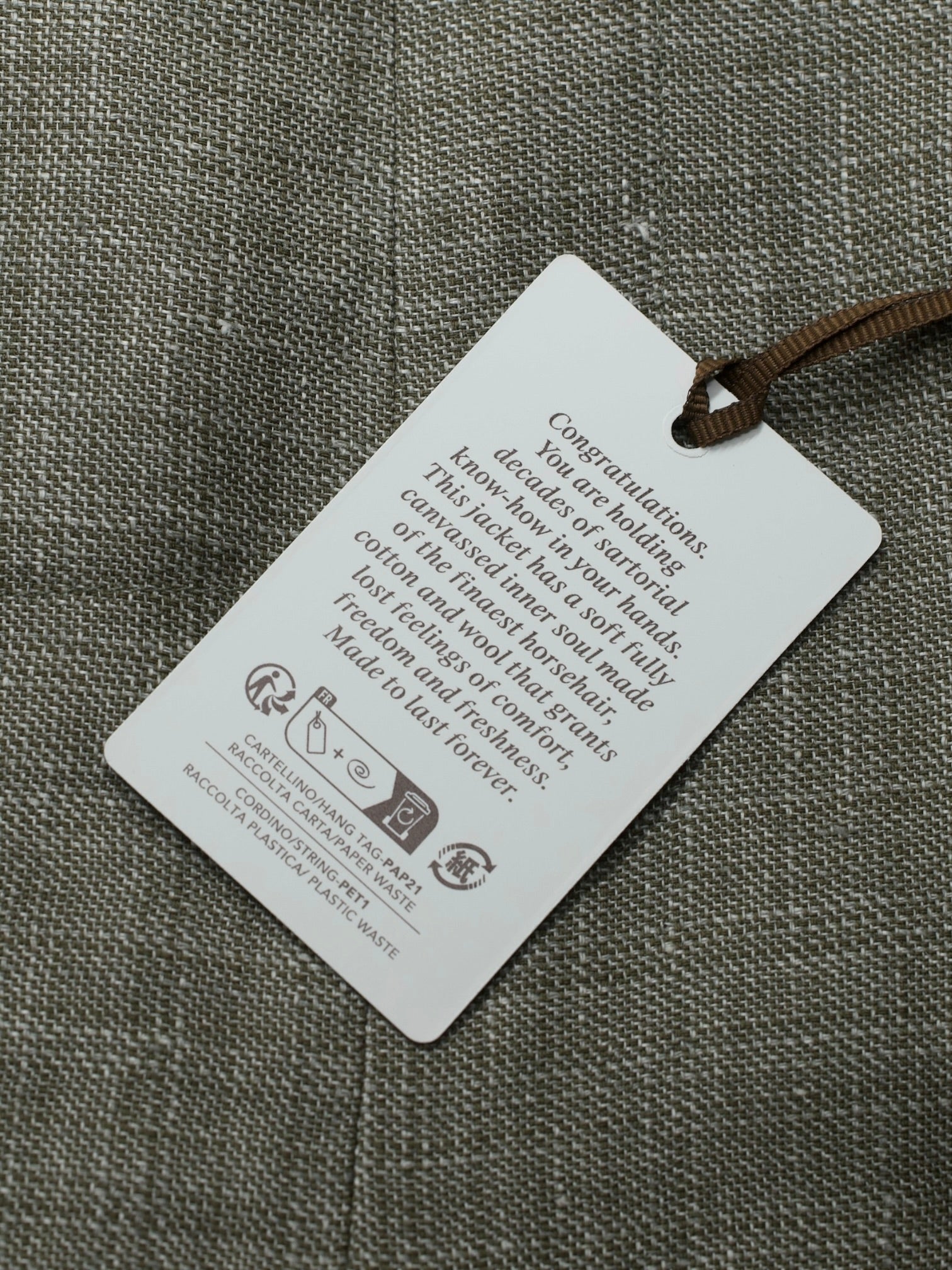 Caruso Light Sage Green Linen & Wool Plain-Weave Aida Jacket