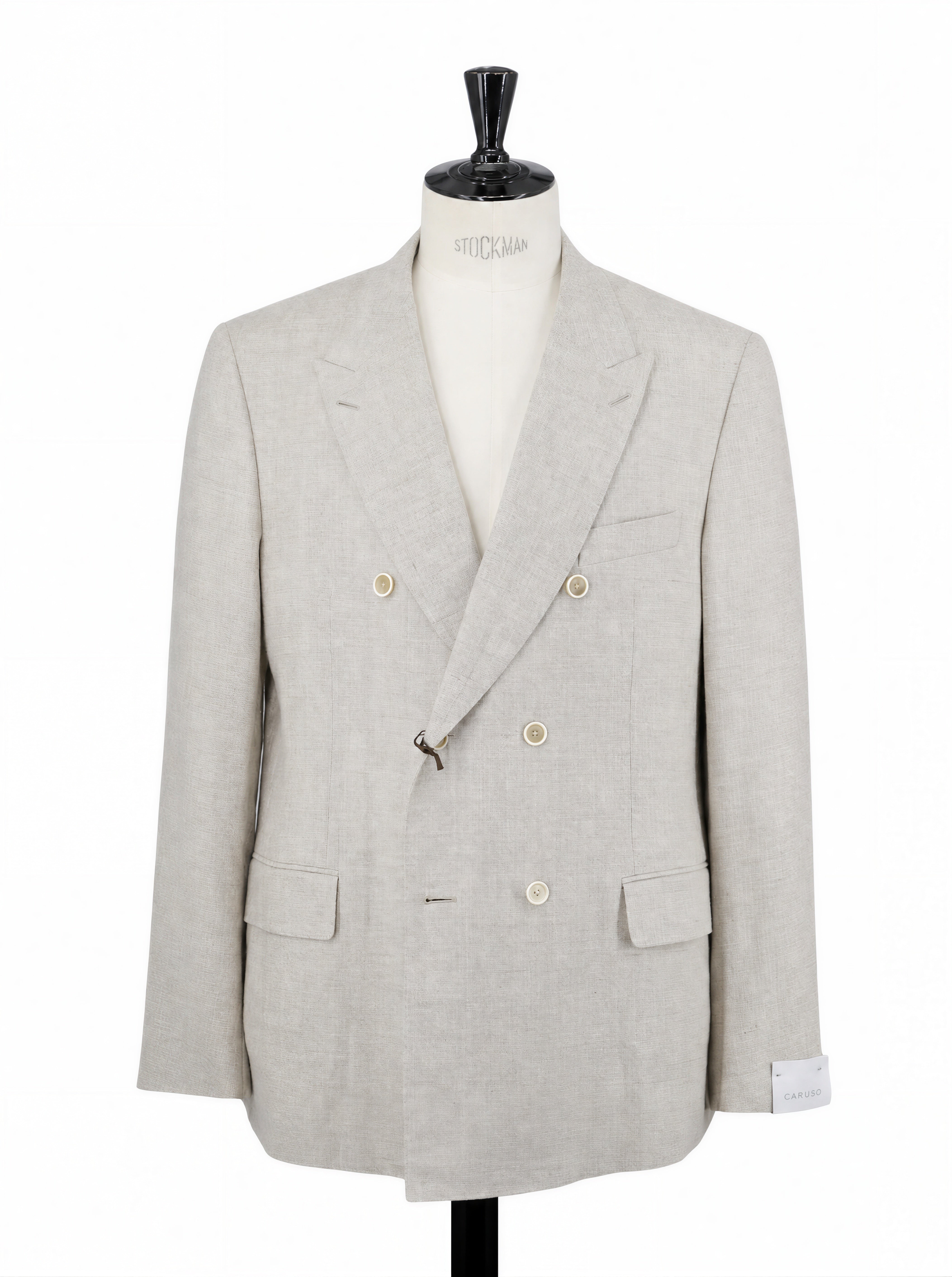 Caruso Sand Double-Breasted Cotton, Linen & Wool Figaro Jacket