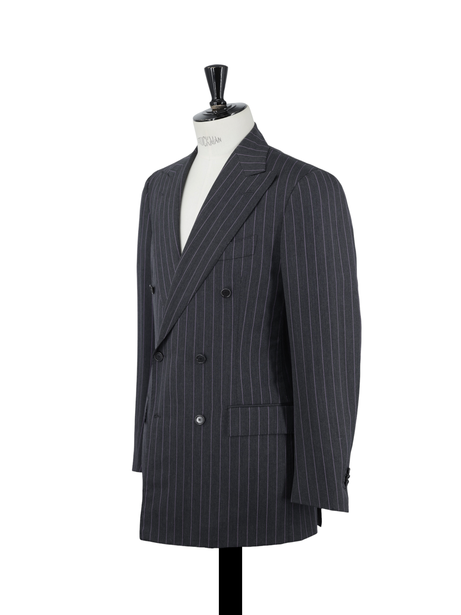 Cesare Attolini Grey & Pink Fine-Wool Double-Breasted Pinstripe Suit