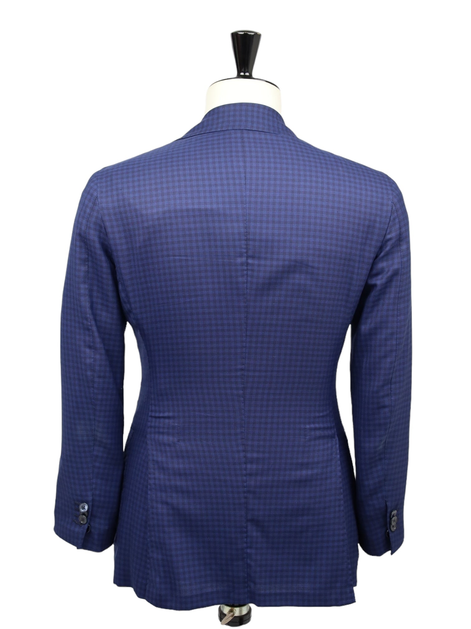 Orazio Luciano Blue Gingham Check Wool & Silk Blazer