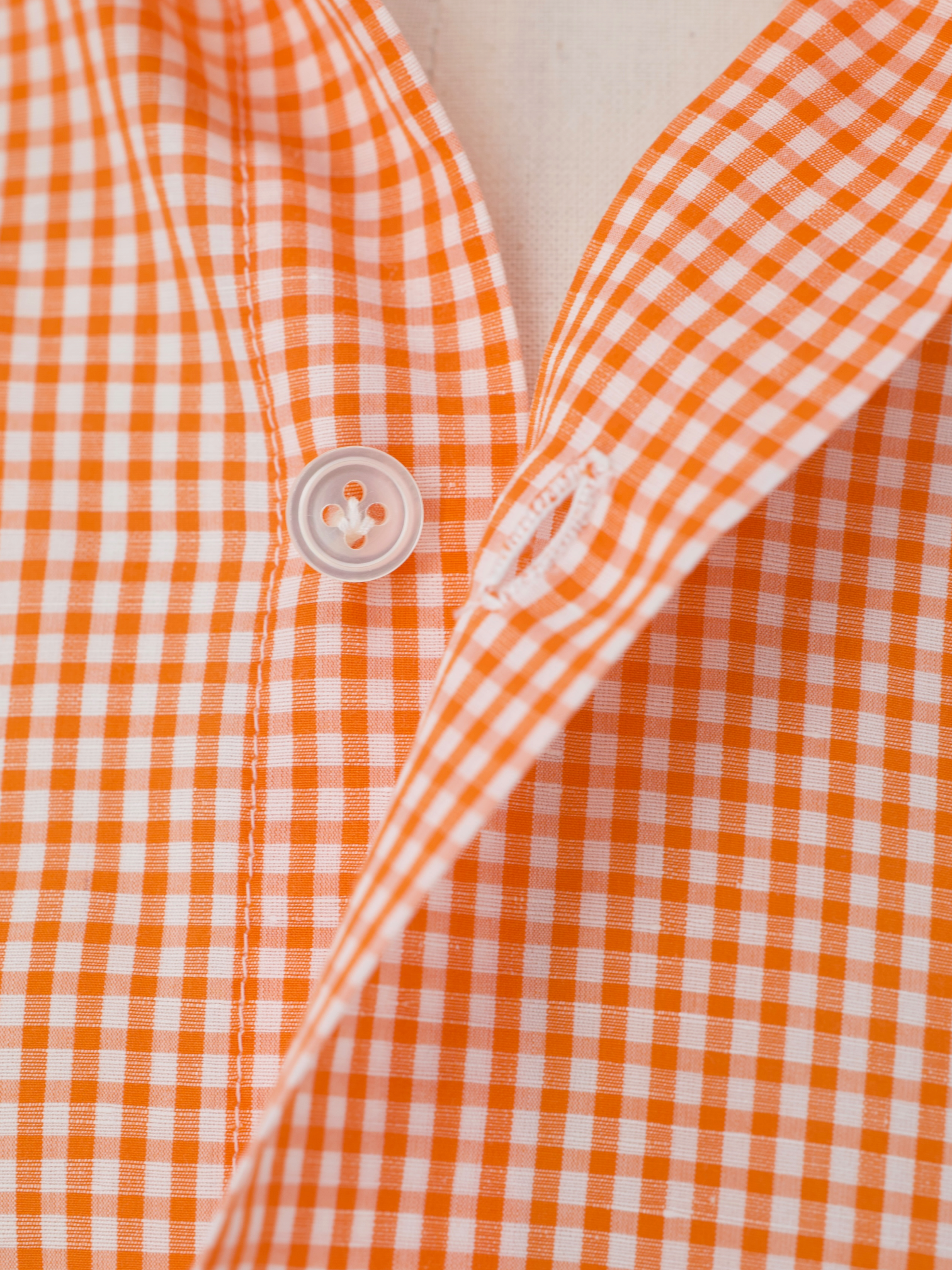 Finamore Orange & White Cotton Gingham Check Shirt