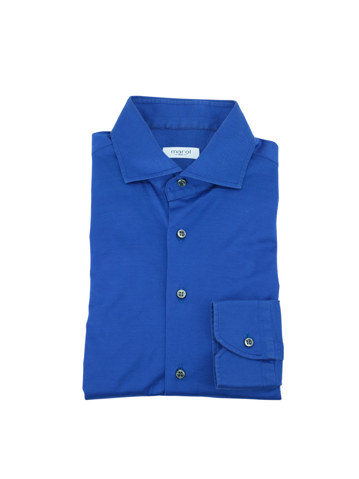 Marol Azure Blue Jersey-Knitted Cotton Shirt