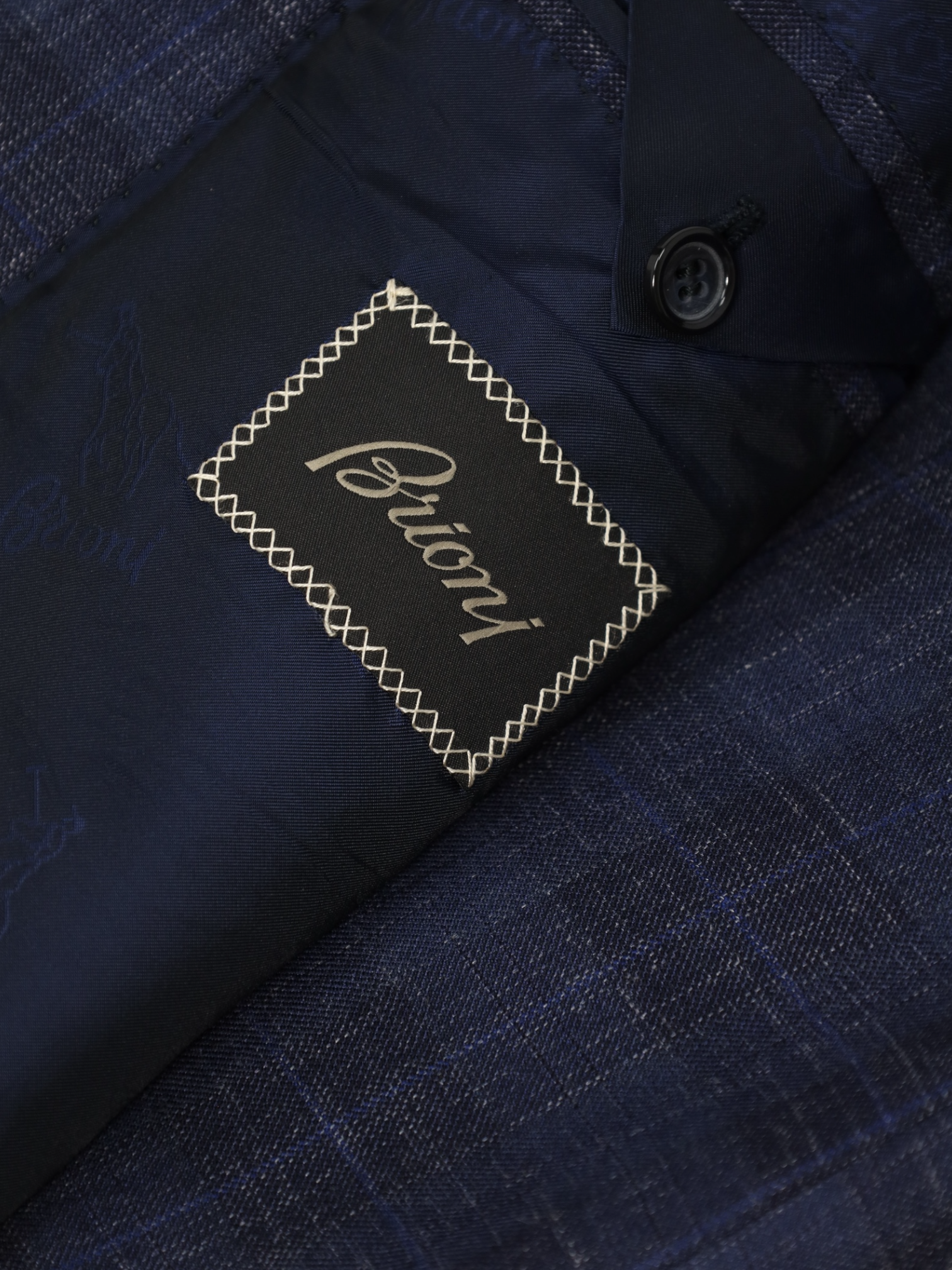 Brioni Blue Check Wool, Silk & Linen Parlamento Jacket