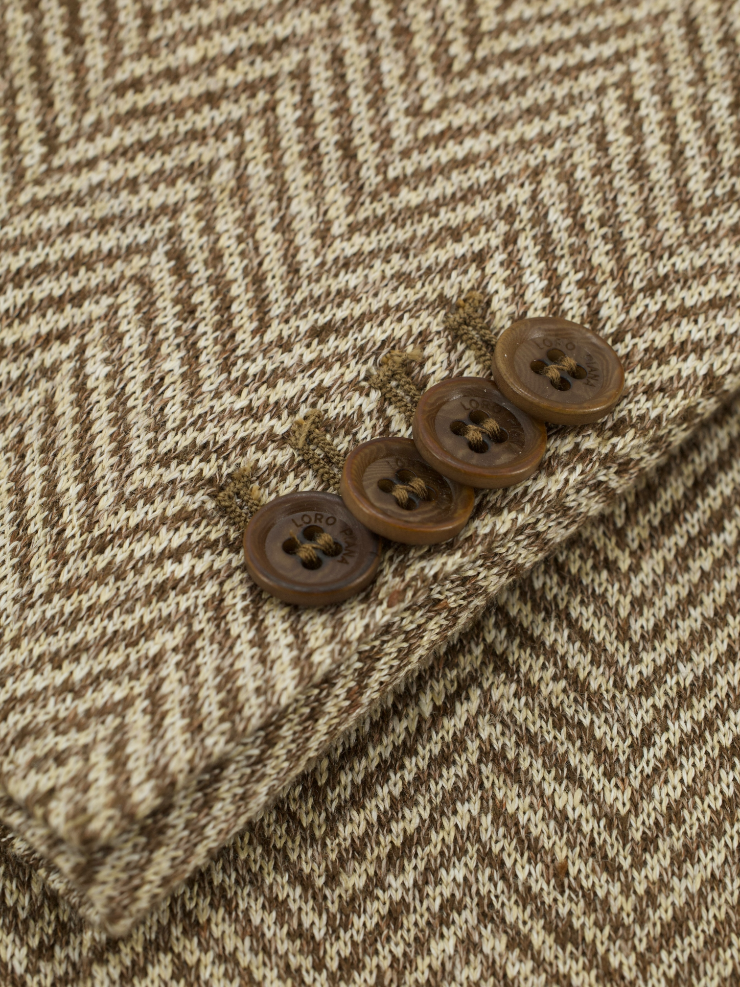 Loro Piana Brown Unconstructed Chevron Linen Herringbone Jacket