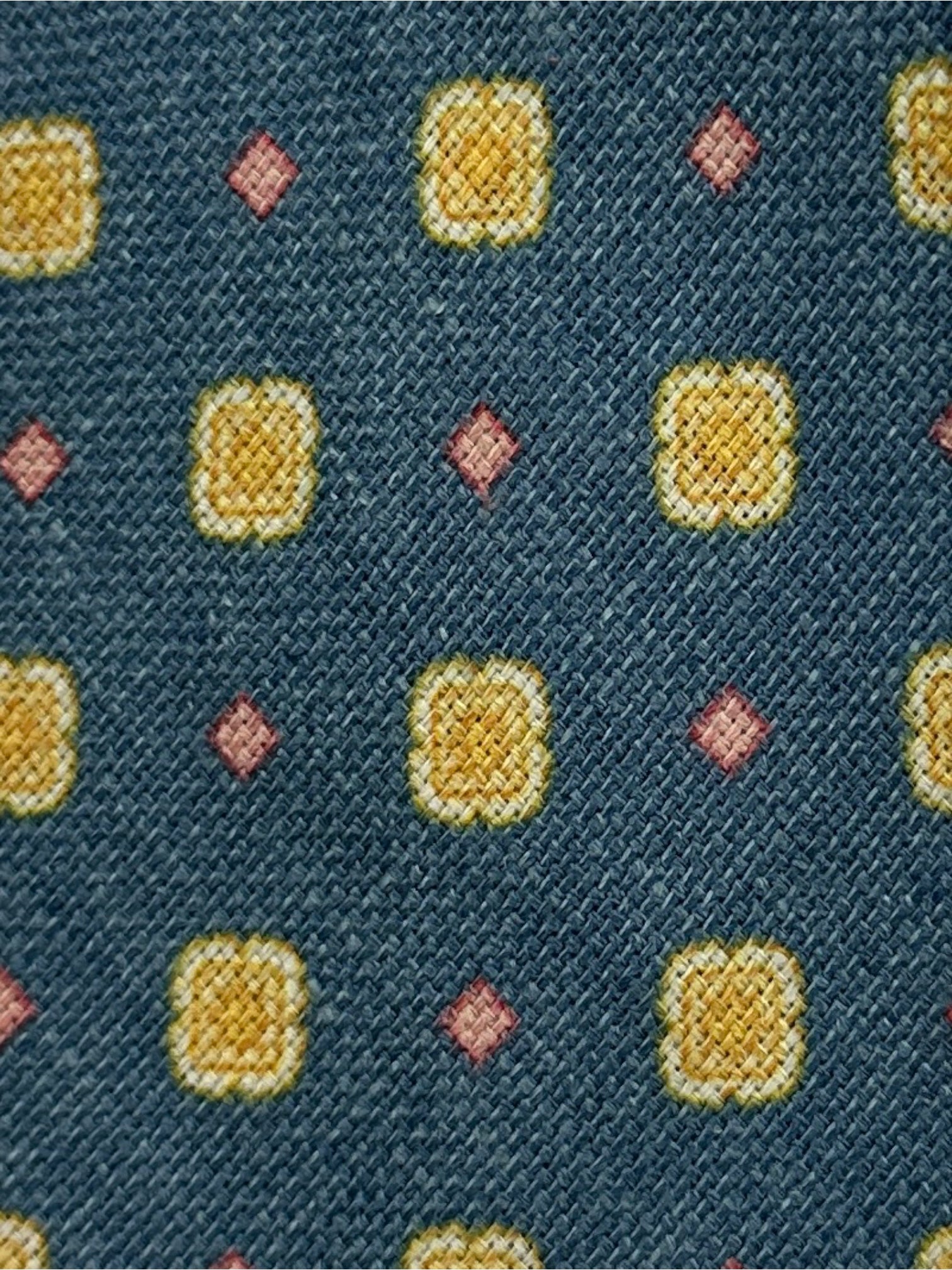 Kiton 7-voudige turquoise bloemen-stropdas van linnen, zijde en kasjmier