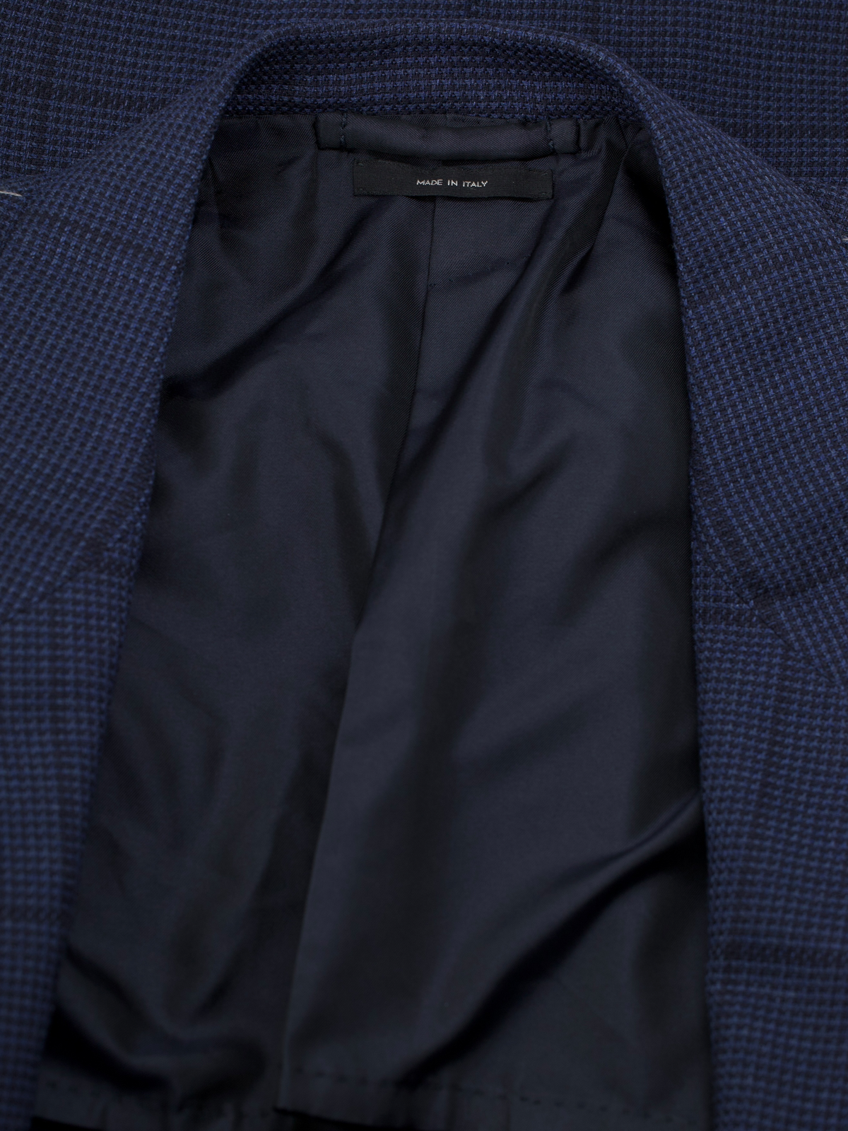 Tom Ford Dark Blue Pure Silk Basket-Weave Windowpane Jacket
