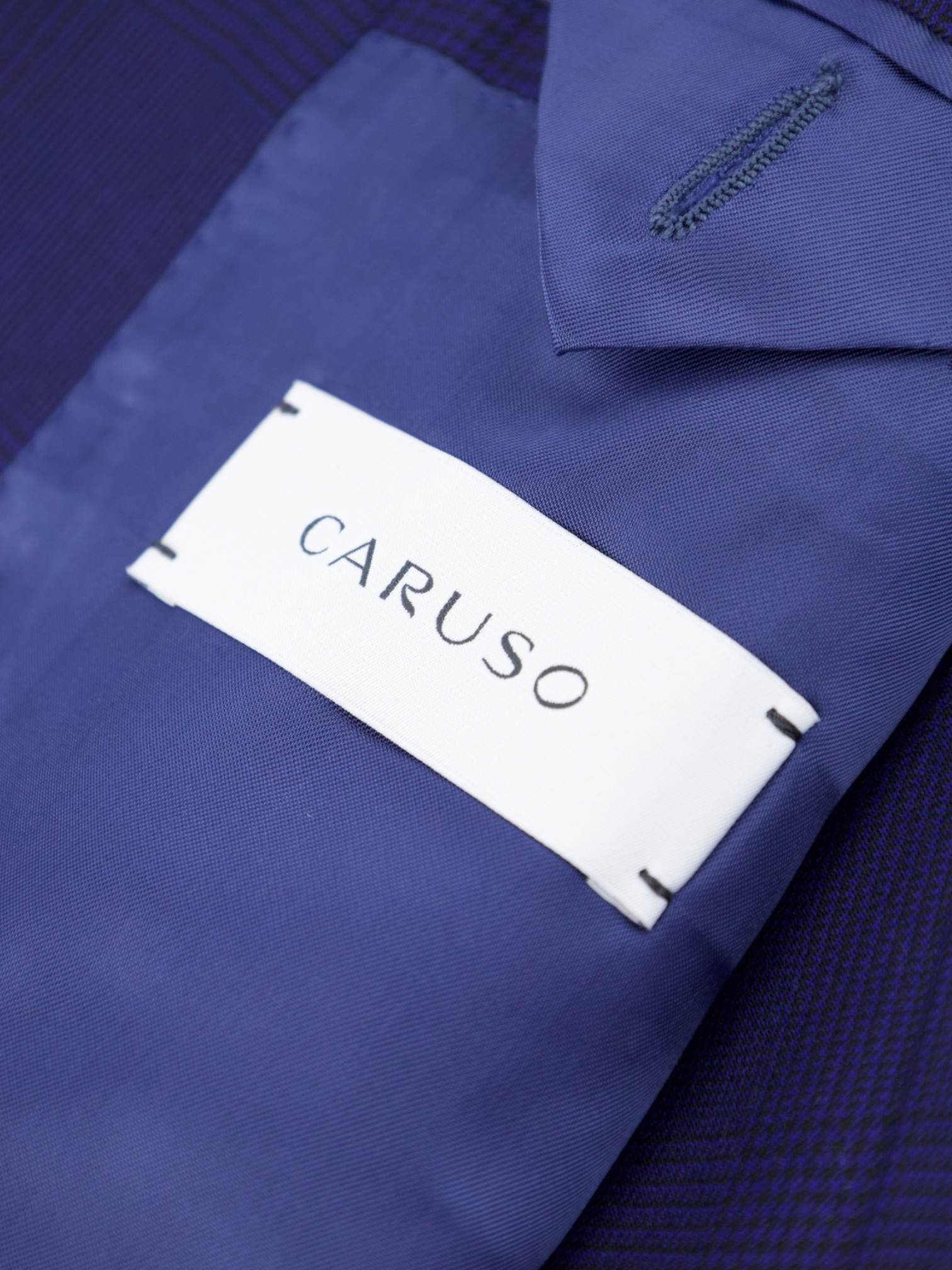 Caruso Dark Blue "Superfine Cloth" Glenplaid Boheme Suit + Extra Trousers