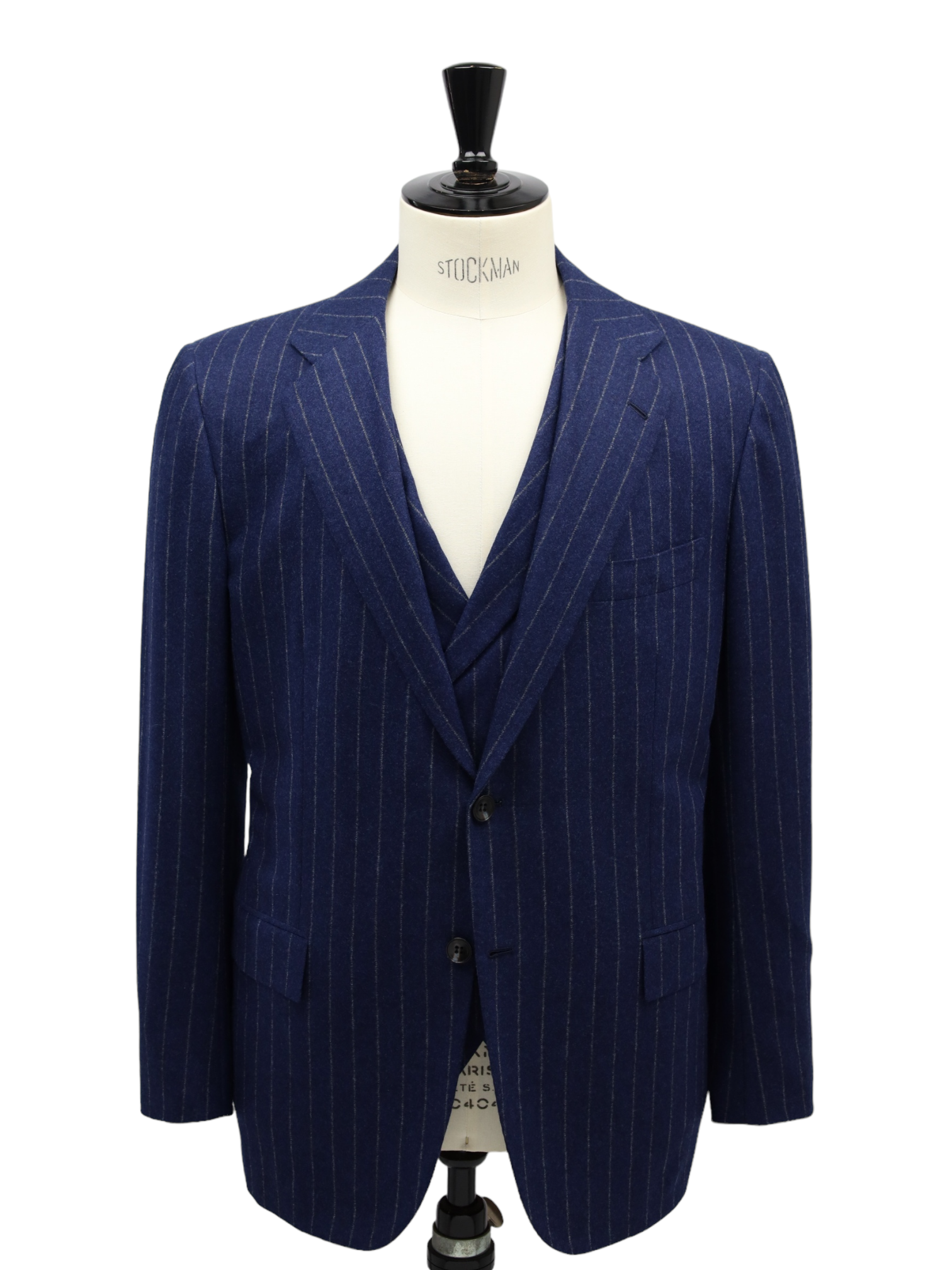 Kiton 3-Piece Blue Flannel Pinstripe Suit