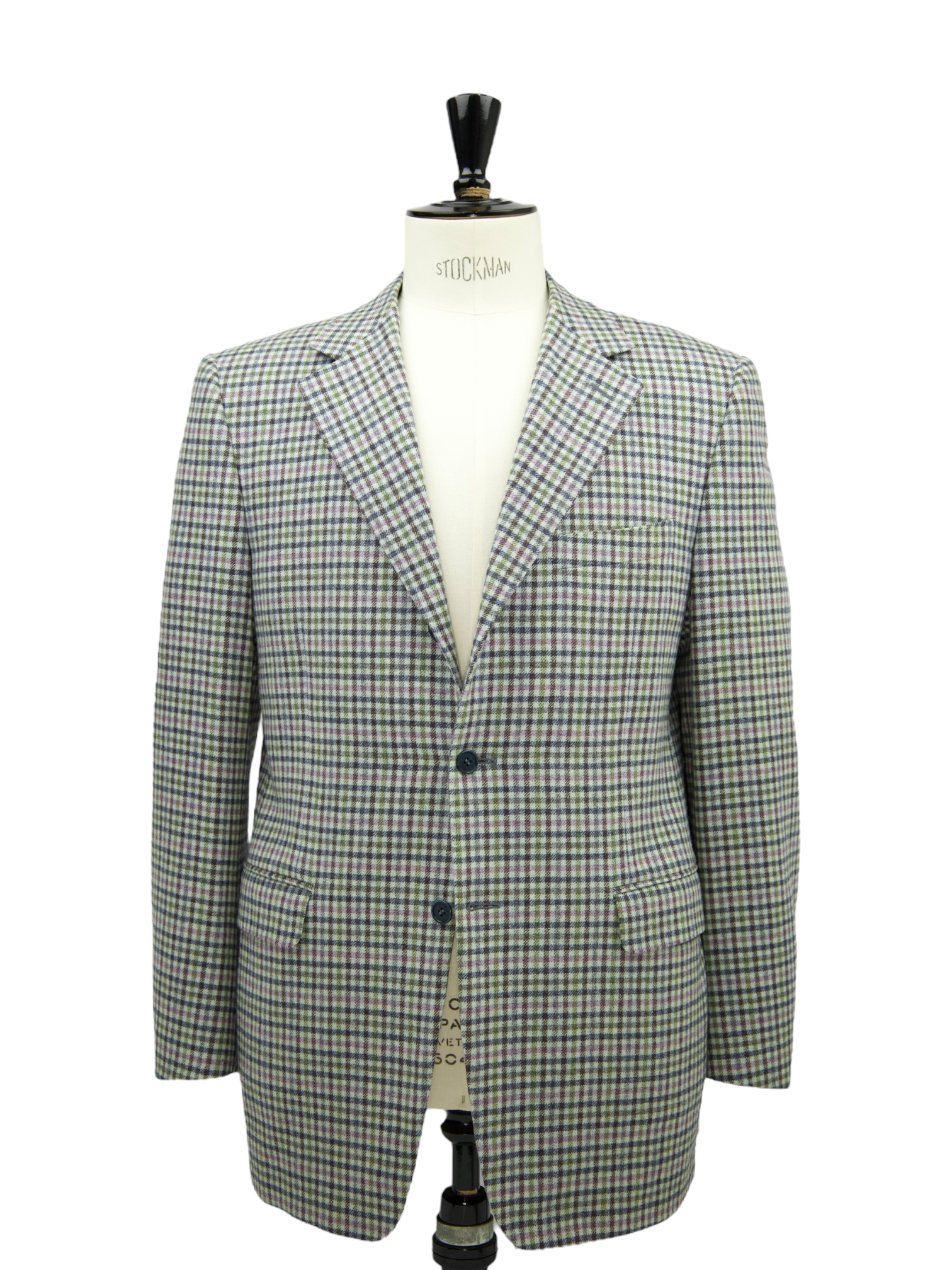 Canali Light Grey & Lavendel Woollen Gingham Check Jacket