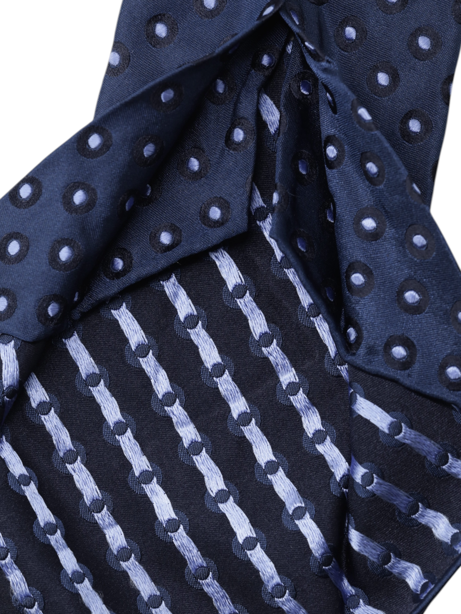 Kiton 5-Fold Dark Blue Silk Dotted Untipped & Handrolled Tie