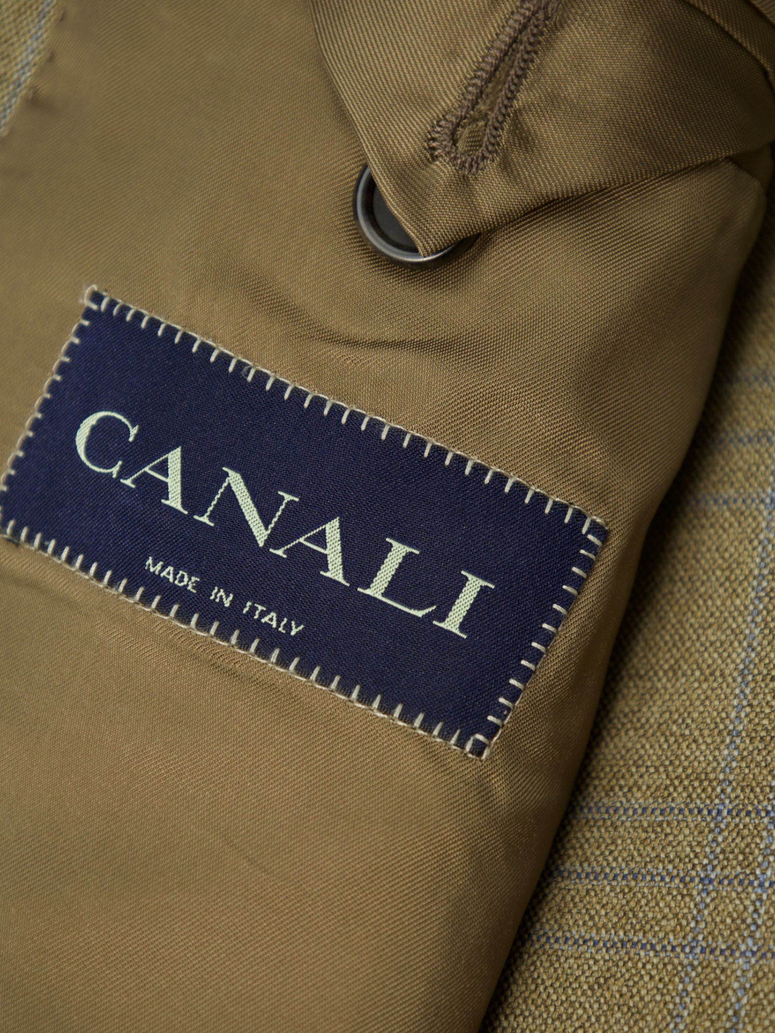 Canali Light Brown & Blue Wool Windowpane Jacket