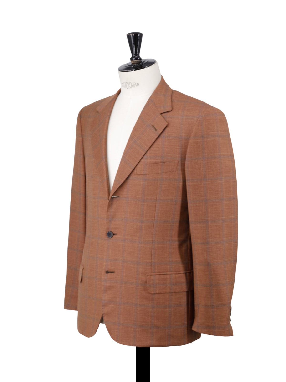 Brioni Peach & Steel Grey Wool Windowpane Vintage Nomentano Jacket