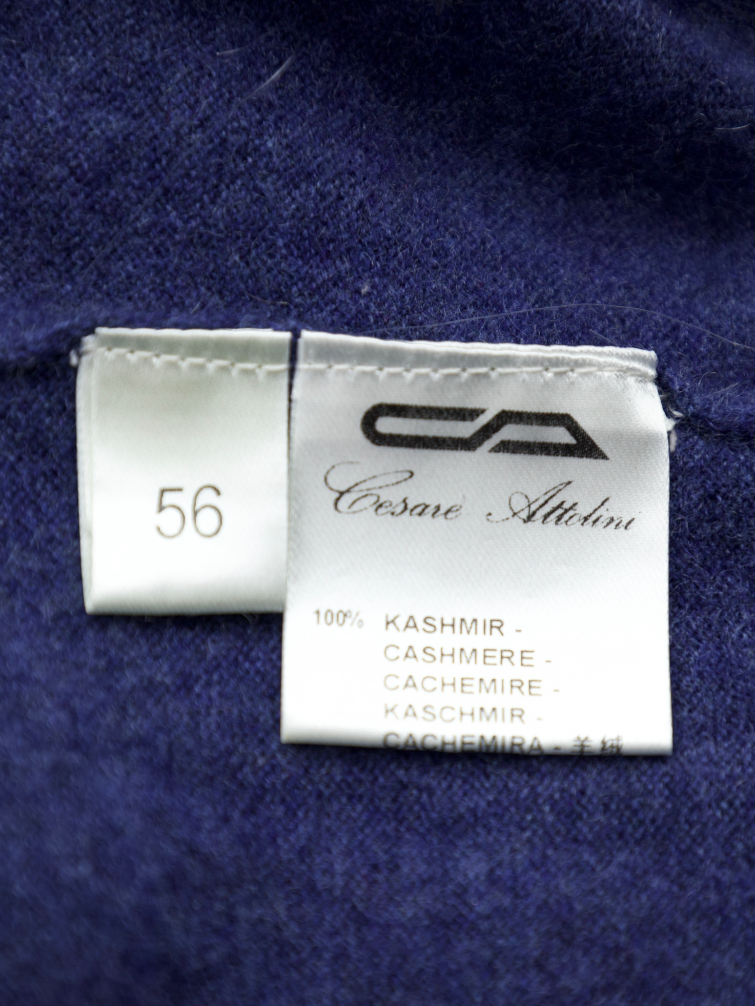 Cesare Attolini Denim Blue Pure Cashmere Turtleneck