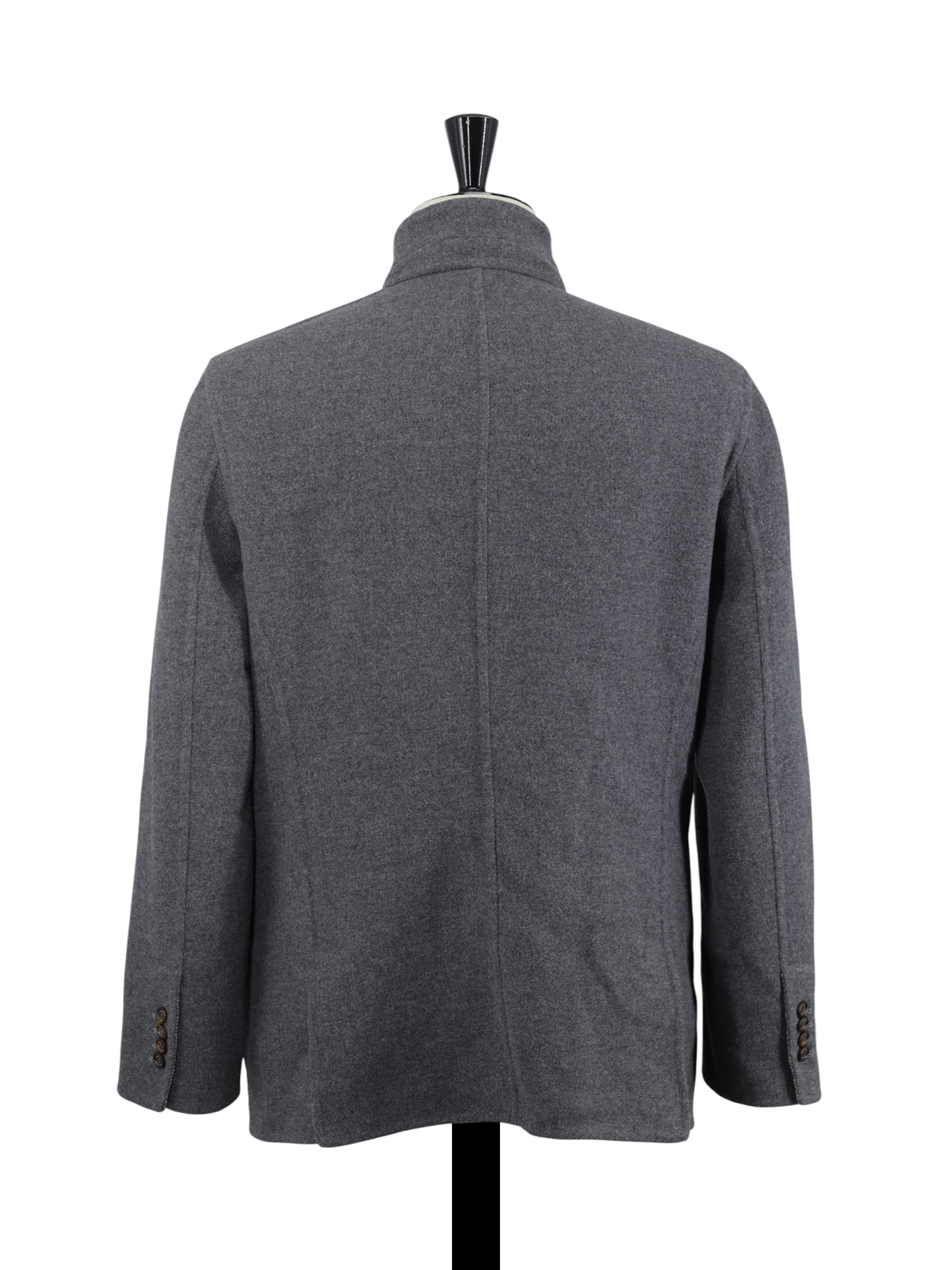 Brunello Cucinelli Grey Wool & Cashmere Tubular-Collar Jacket