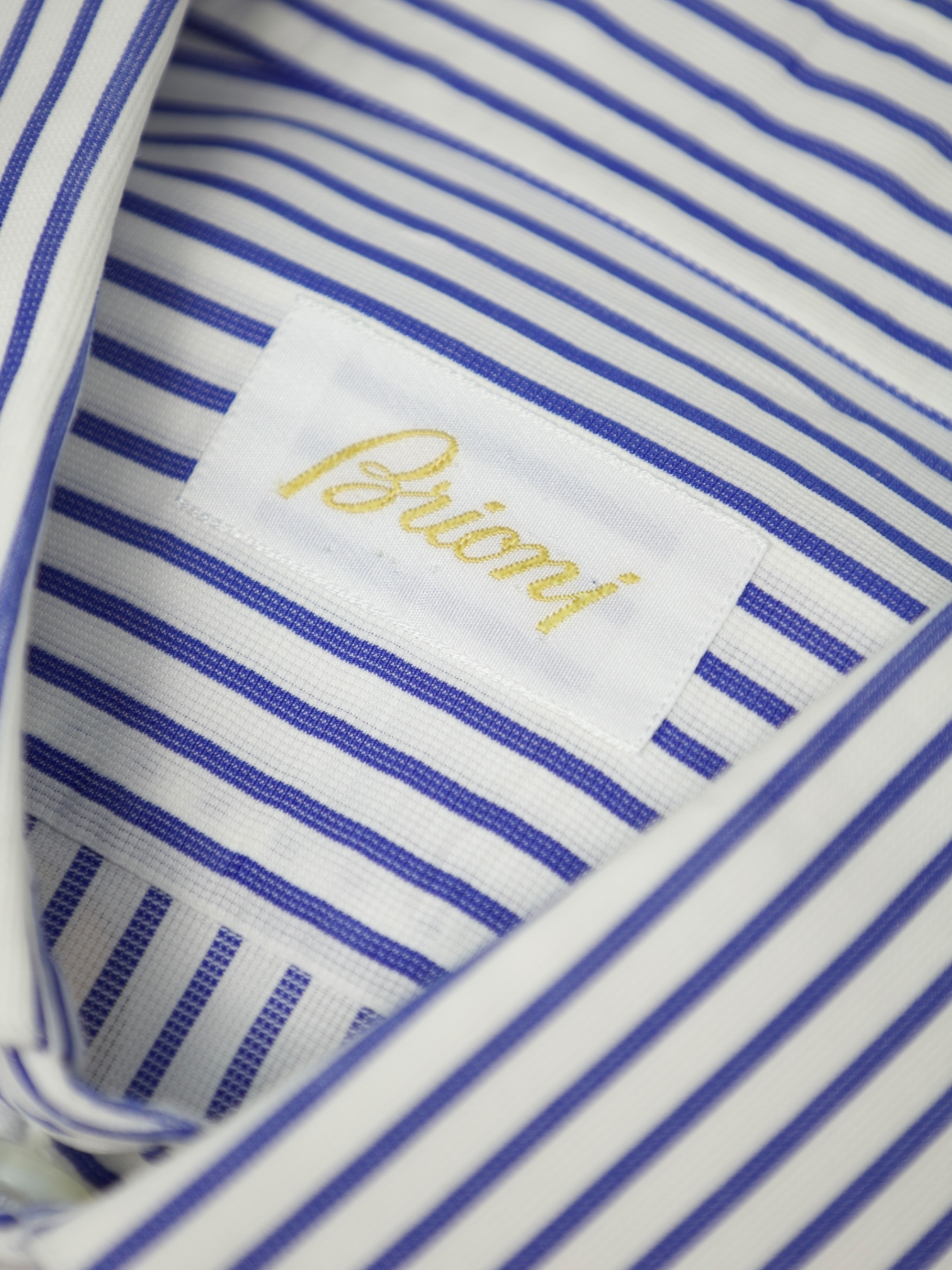 Brioni White & Royal Blue Cotton Bengal Stripe Shirt