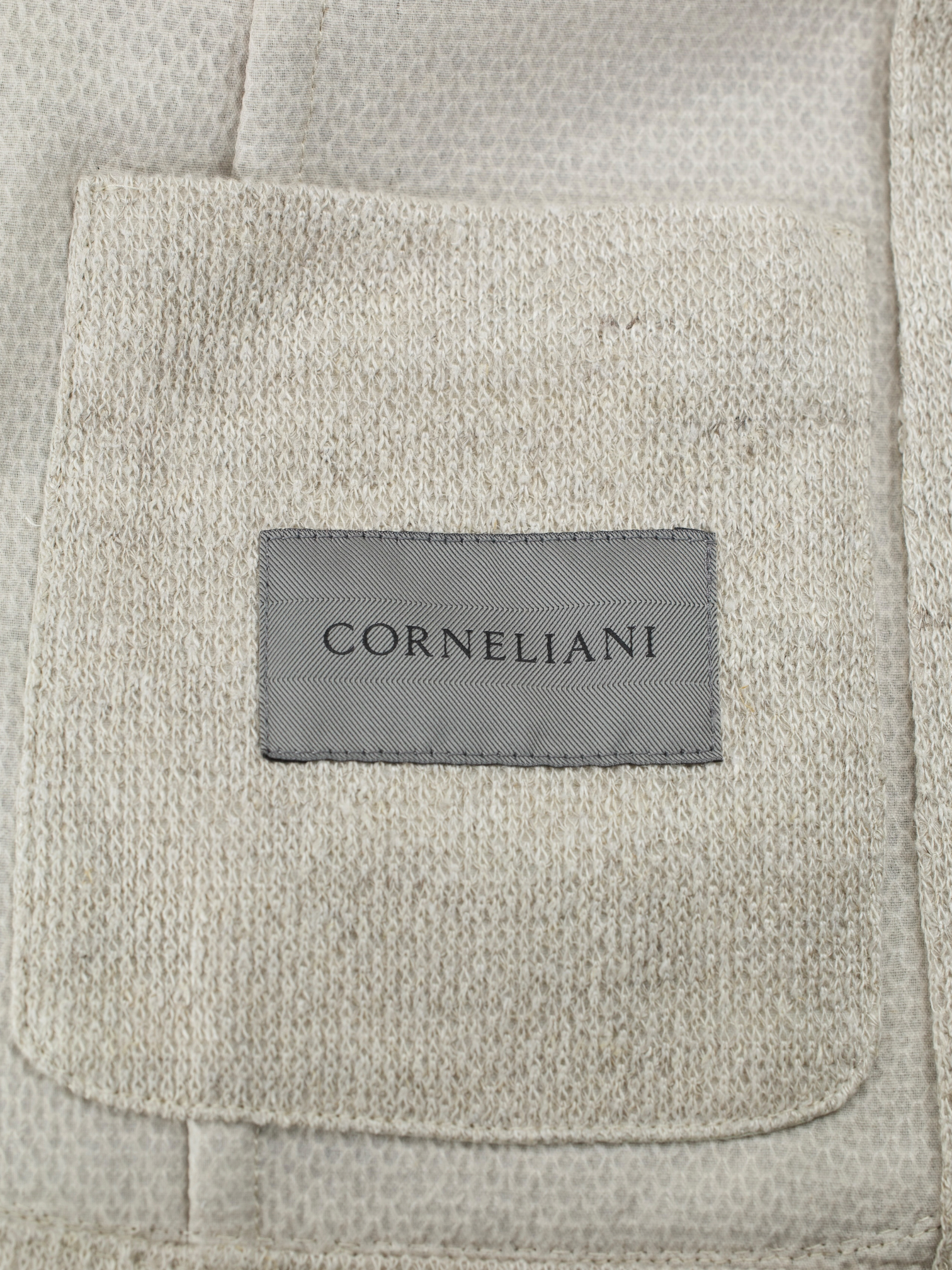 Corneliani Beige Linen & Lyocell Knitted "Adaptive Project" Jacket