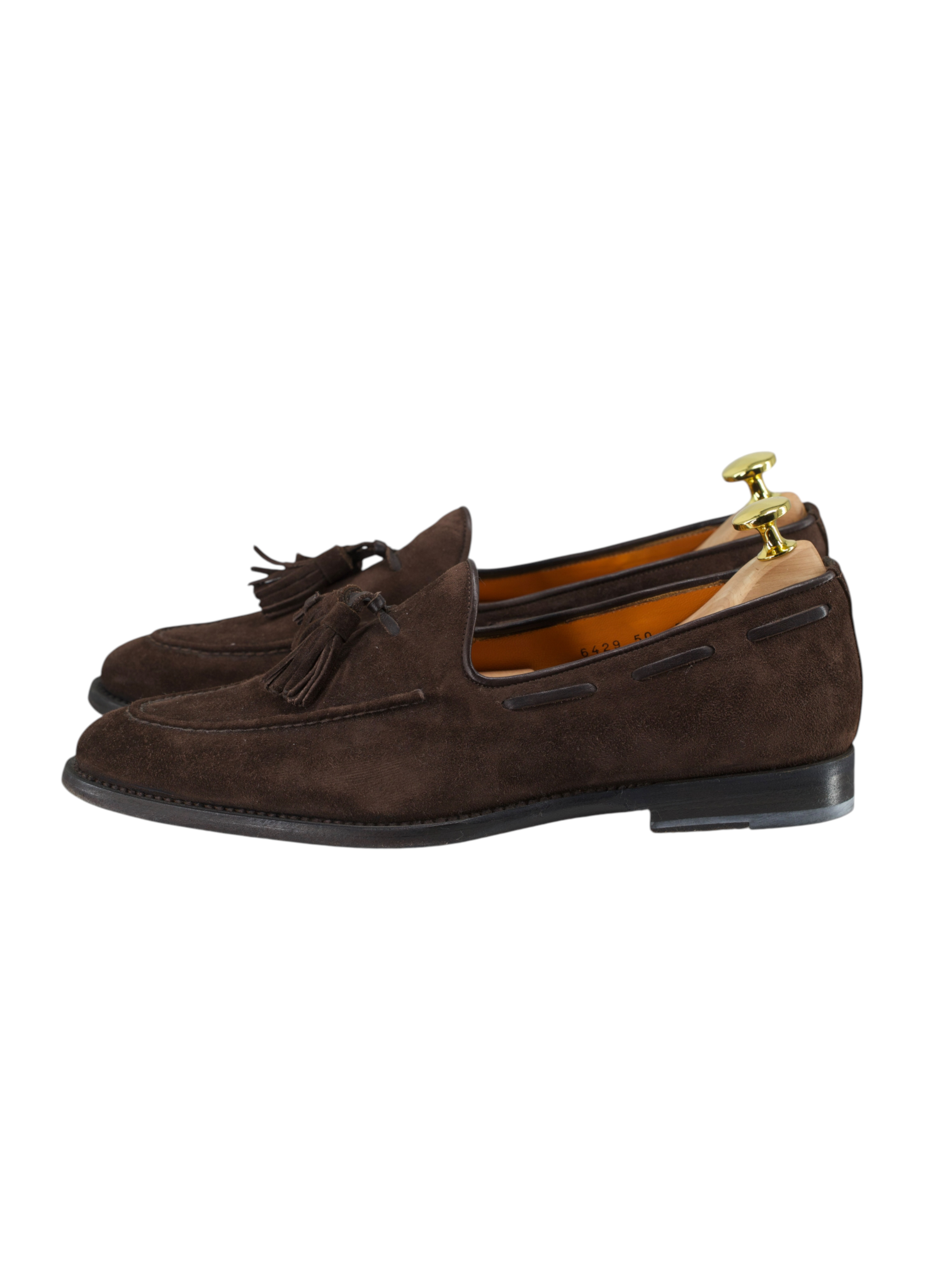 Santoni Dark Brown Suede Handgrade-Collection Tassel Loafer