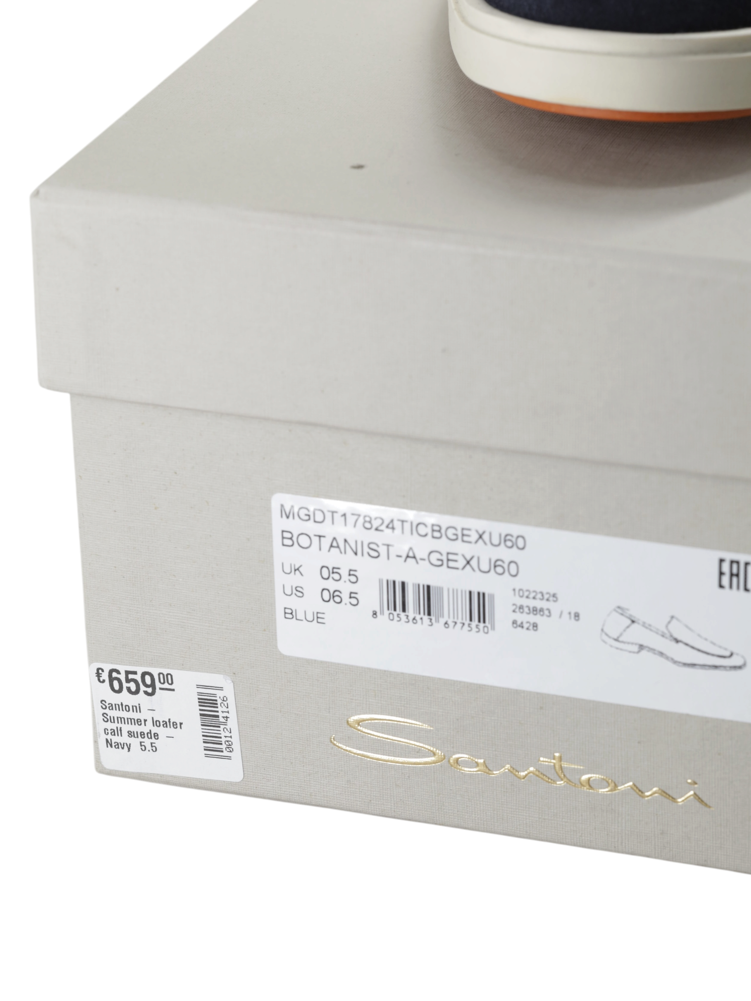 Santoni Navy Suede Botanist Summer Loafer