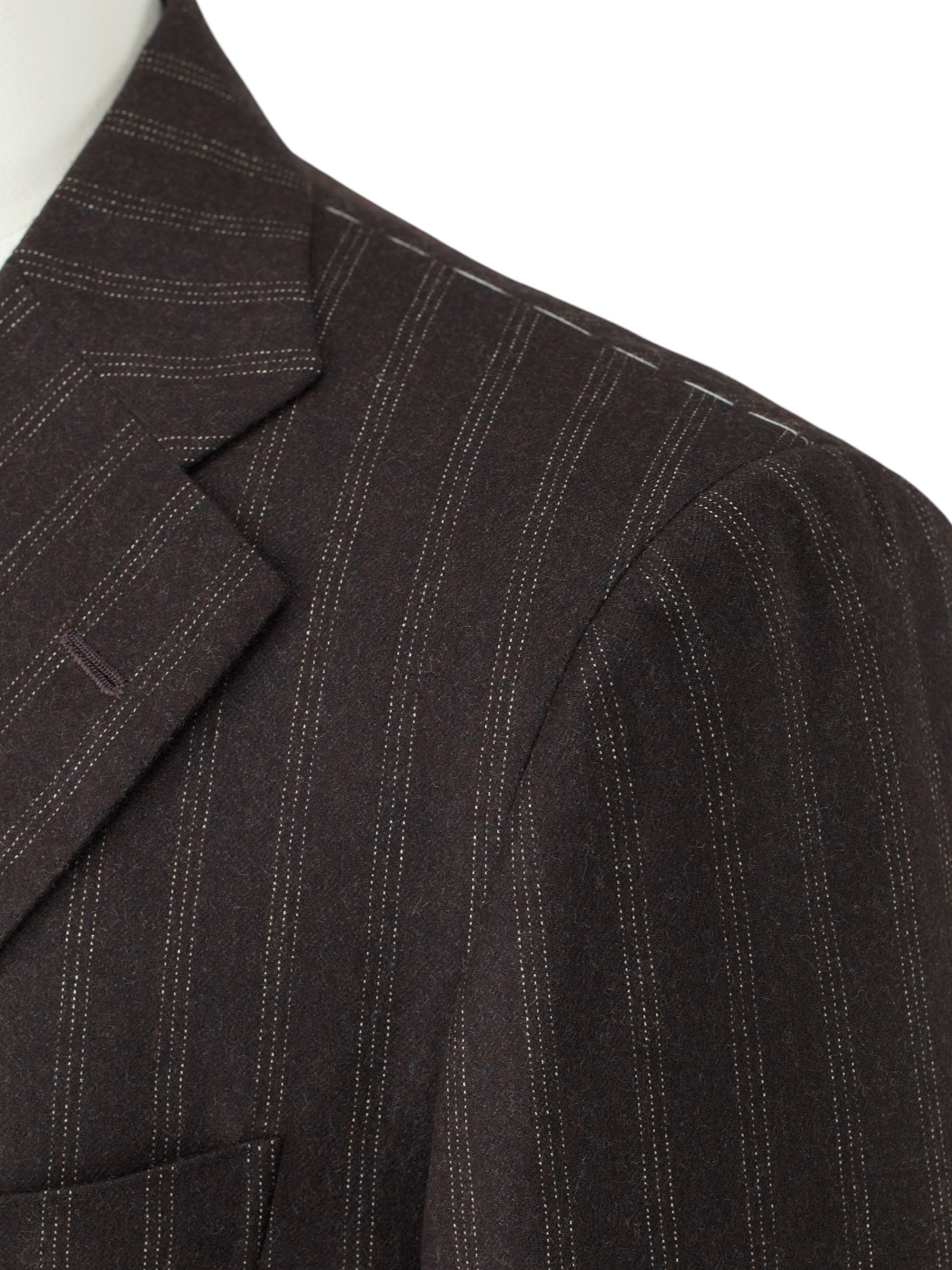 Cesare Attolini Dark Brown Wool-Flannel Vintage-Stripe Suit