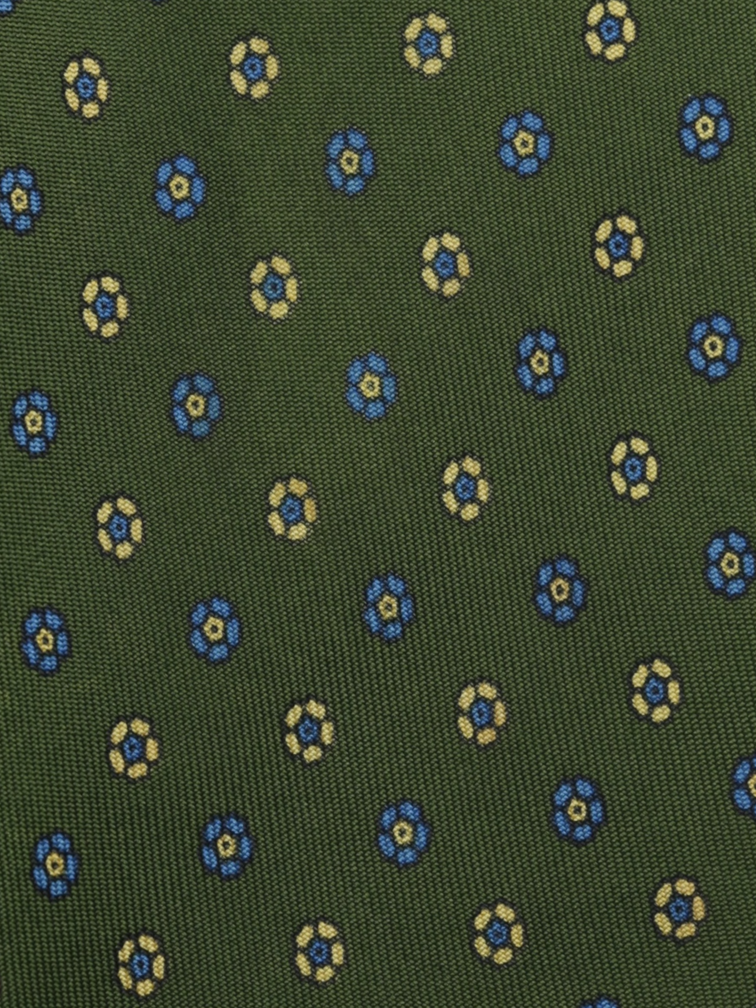 E.Marinella Green & Blue Silk Floral Pattern Tie