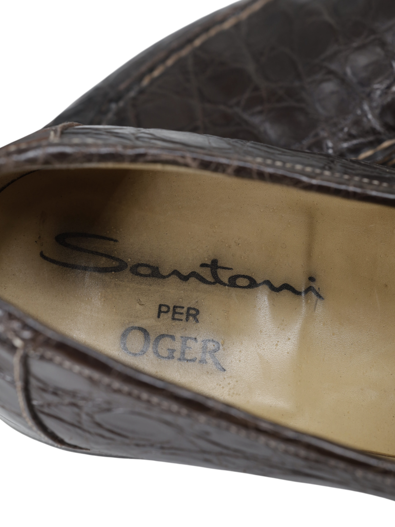 Santoni Dark Brown Venezuelan Caiman Crocodilus Penny Loafer + Belt