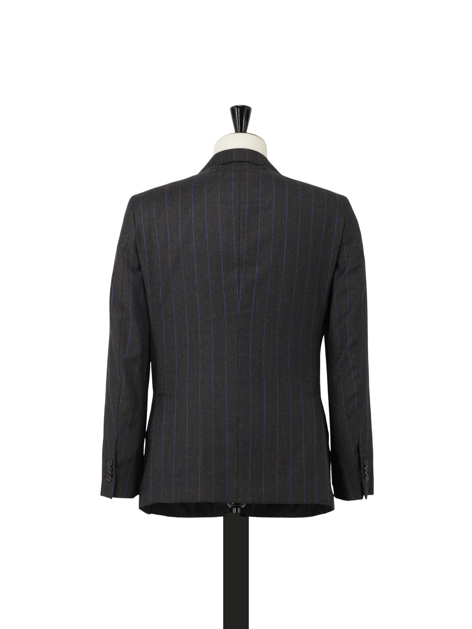 Caruso Anthracite & Azure Blue Wool Flannel Double-Breasted Pinstripe Suit