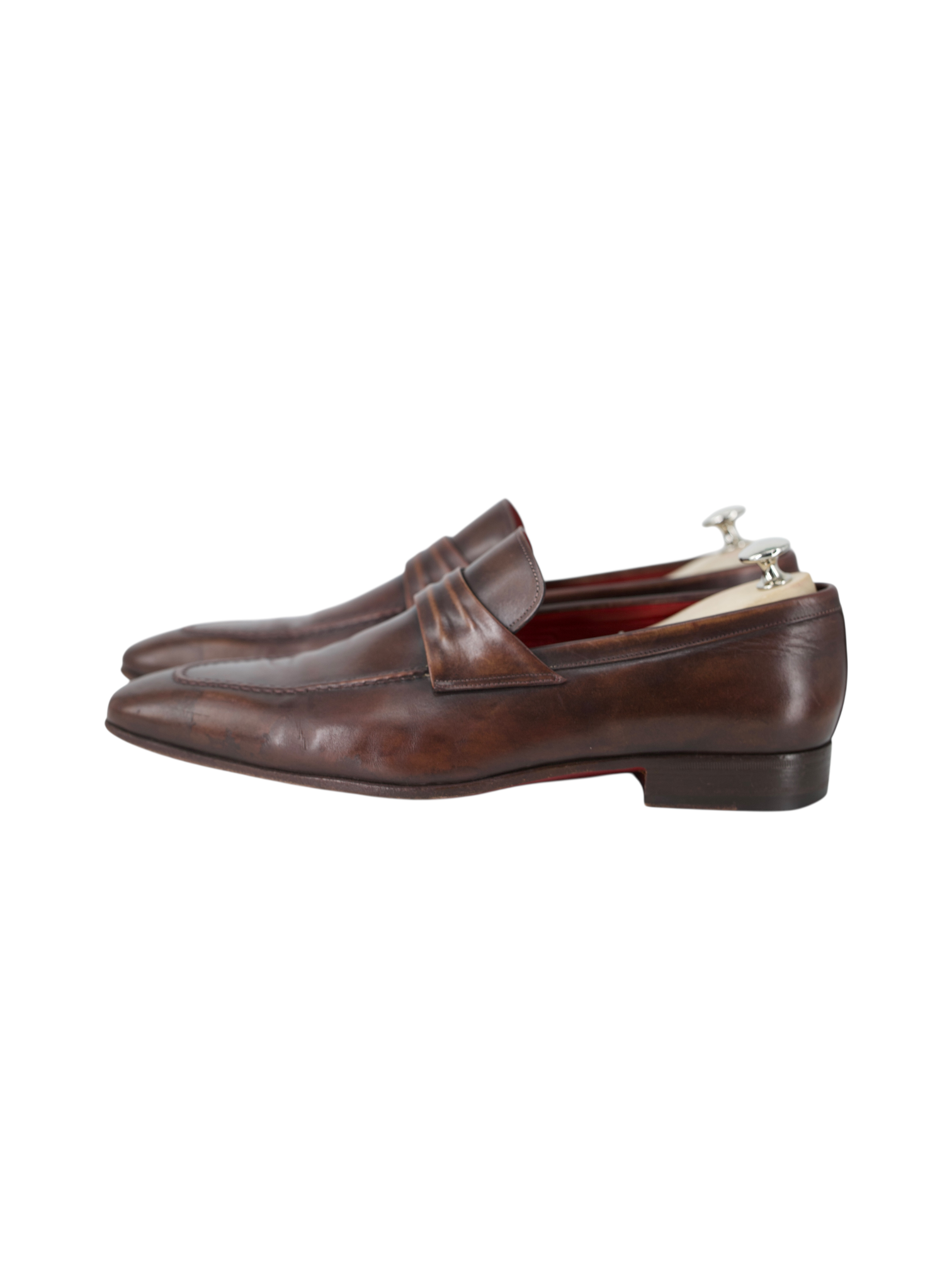 Santoni Dark Brown Museum-Calf Strap Loafer