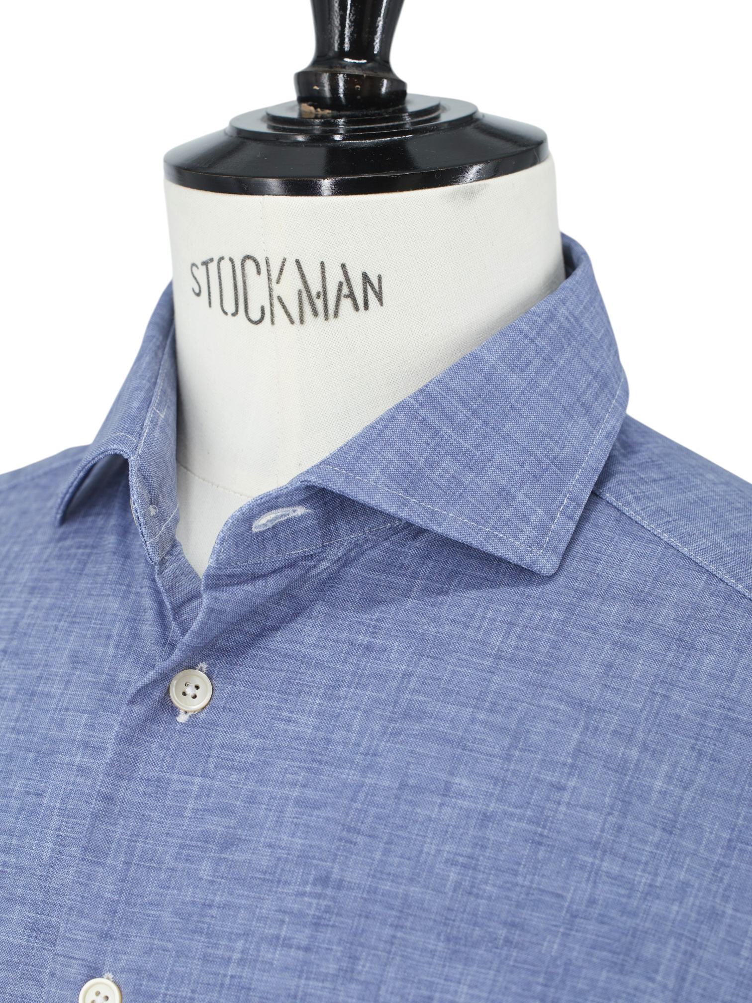 Traiano Milano Blue Linen-Look Stretch Shirt