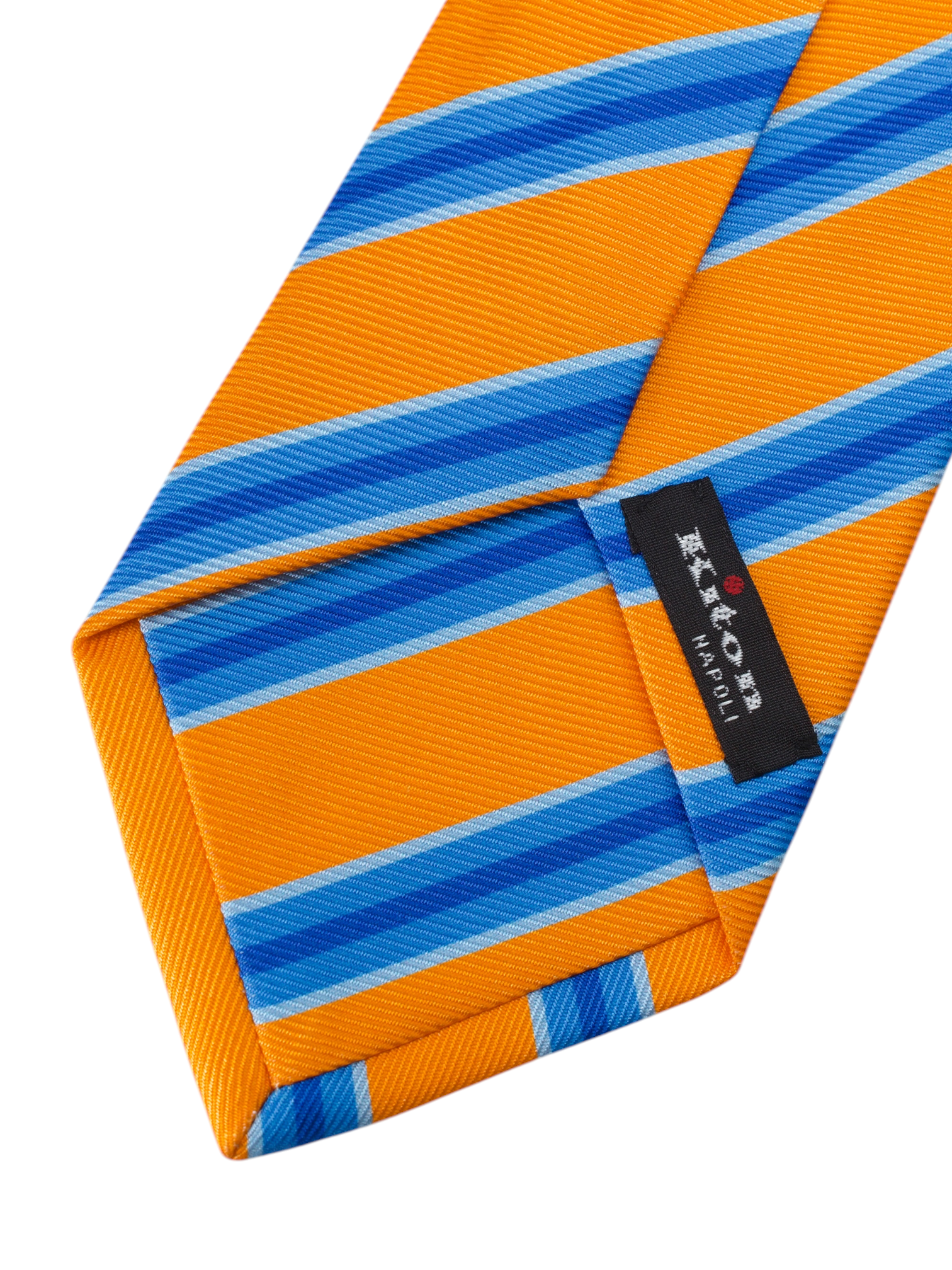 Kiton 5-Fold Royal Dutch Orange & Blue Silk Multi-Stripe Tie