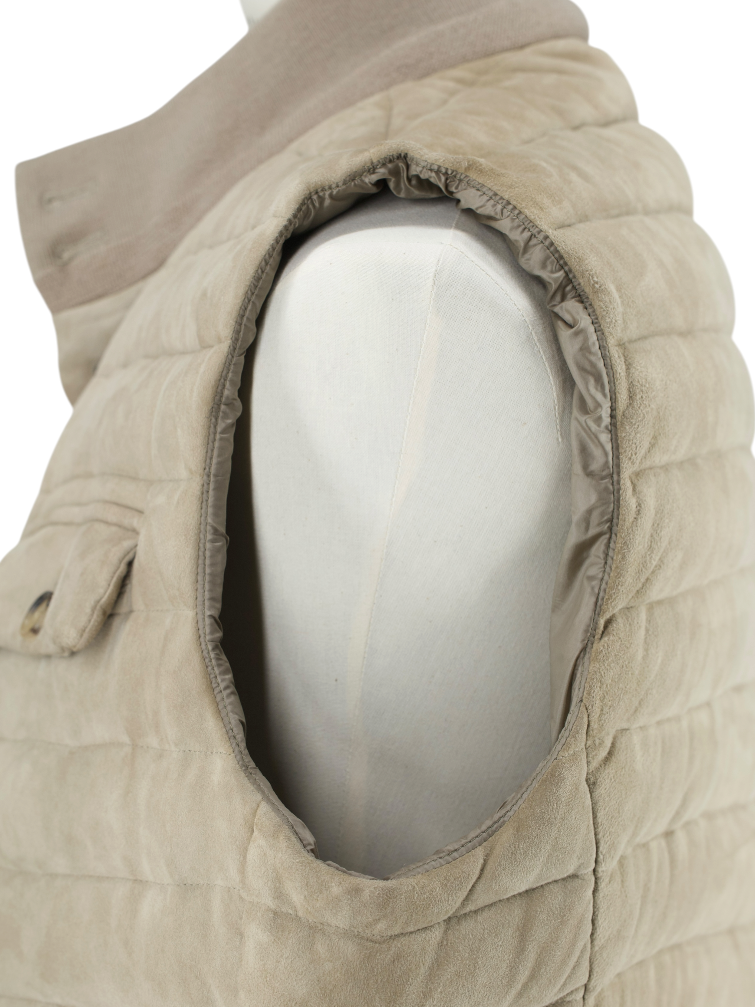 Ralph Lauren Purple Label Light Brown Goat-Suede Padded Vest