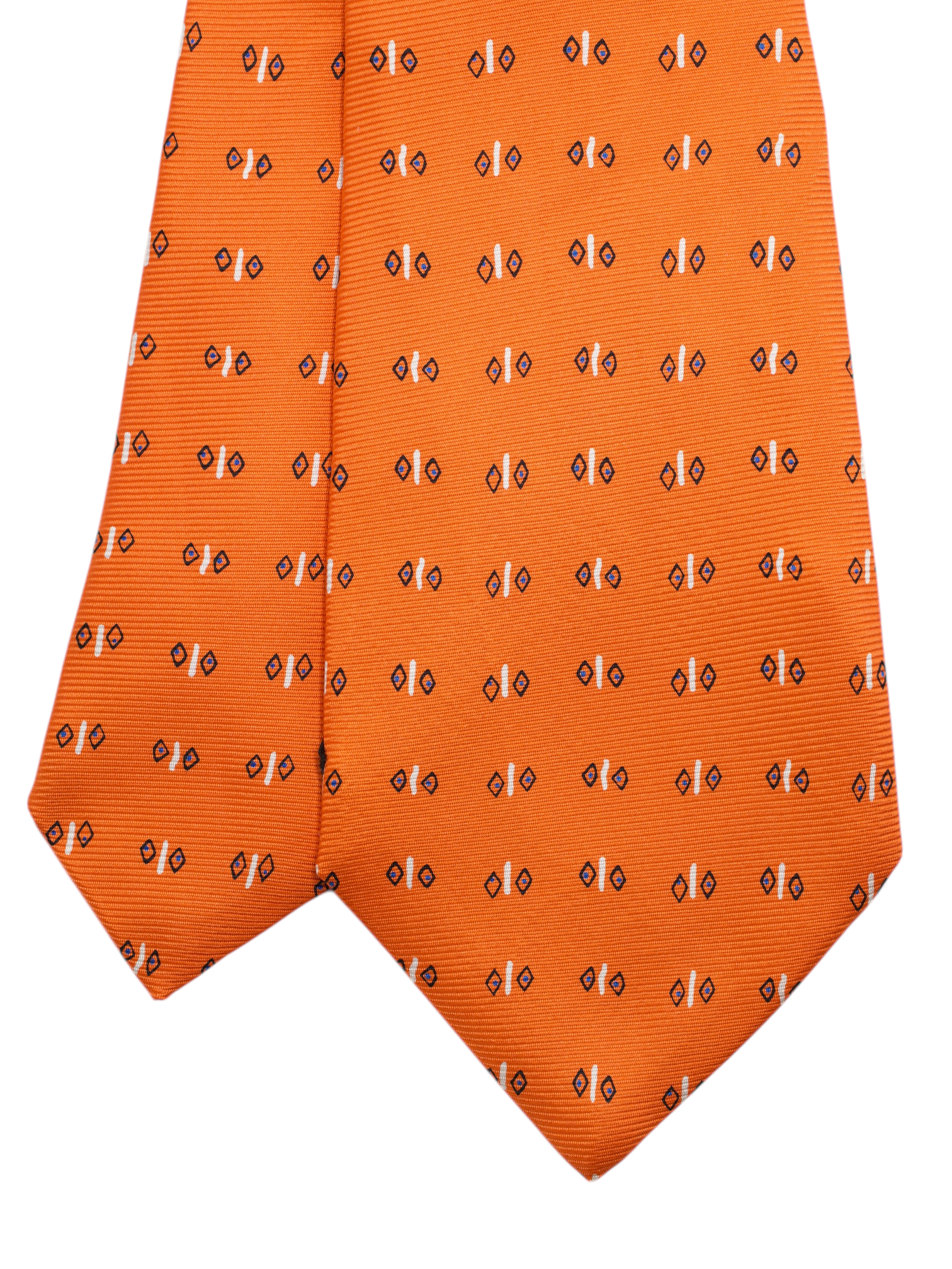 Kiton 5-Fold Royal-Dutch Orange Silk Geometric-Pattern Tie