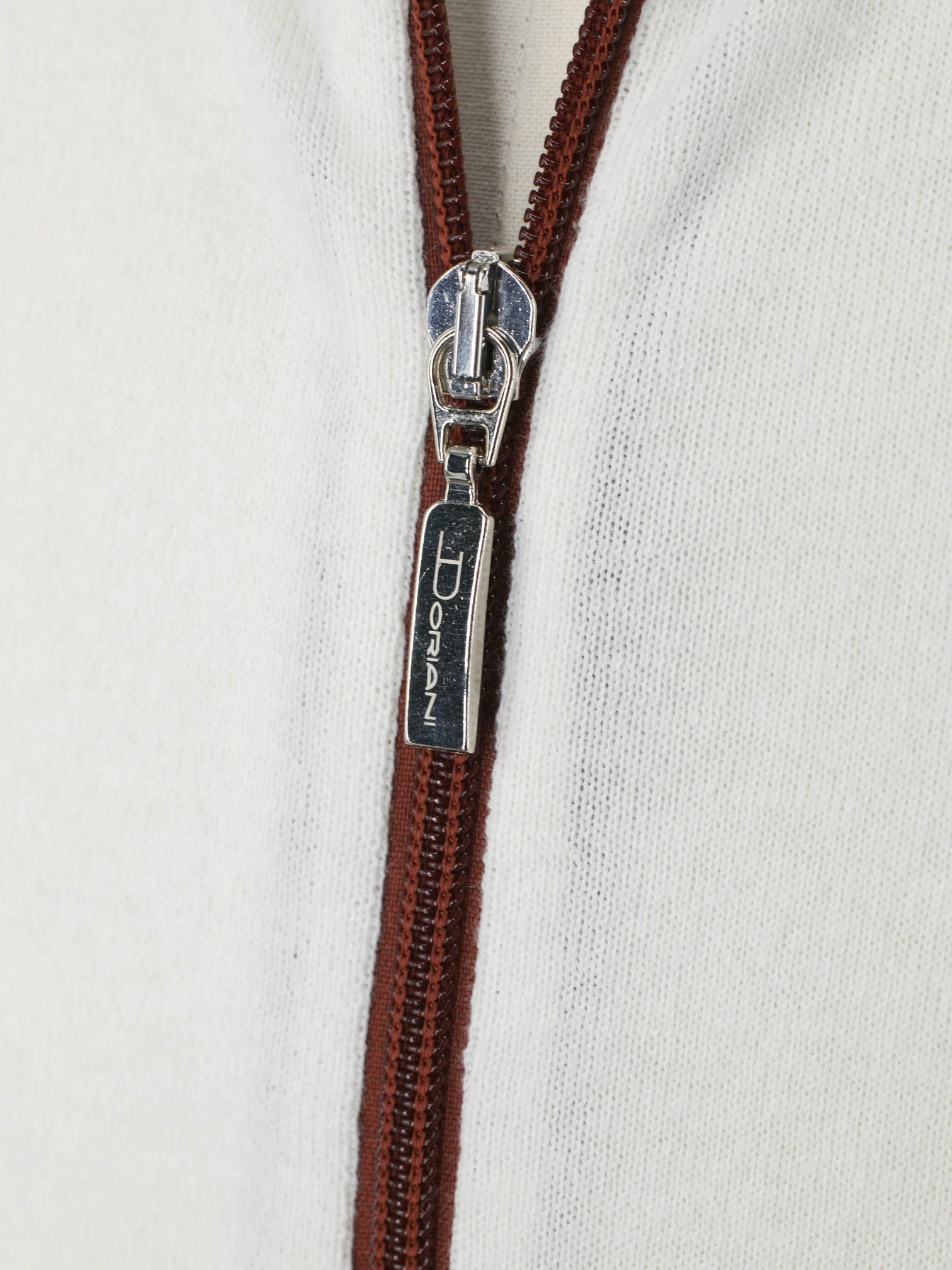Doriani Cashmere Offwhite & Burnt Orange Cotton & Cashmere Full-Zip Knitwear