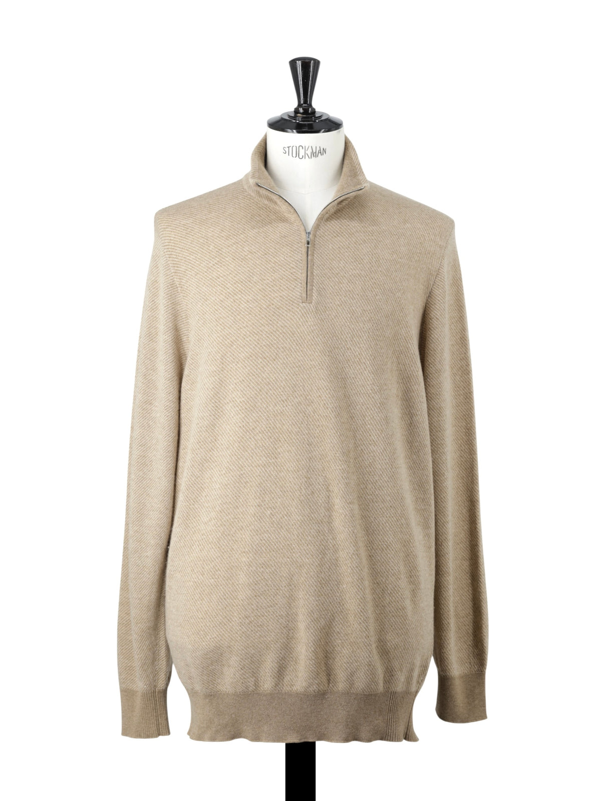 Loro Piana Caramel Brown Pure-Cashmere Roadster Pull Half-Zip Sweater